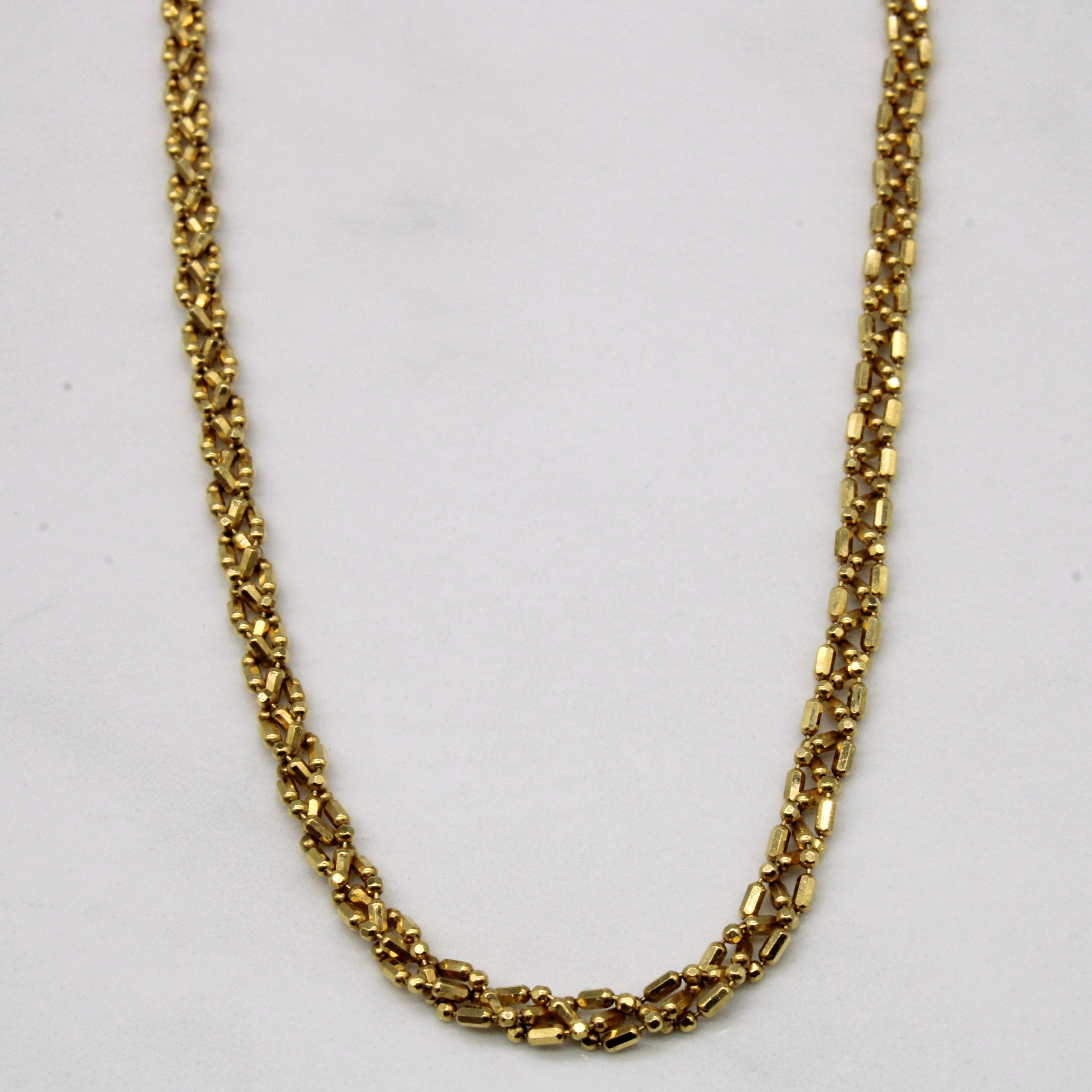 18k Yellow Gold Woven Bead Chain | 17" |