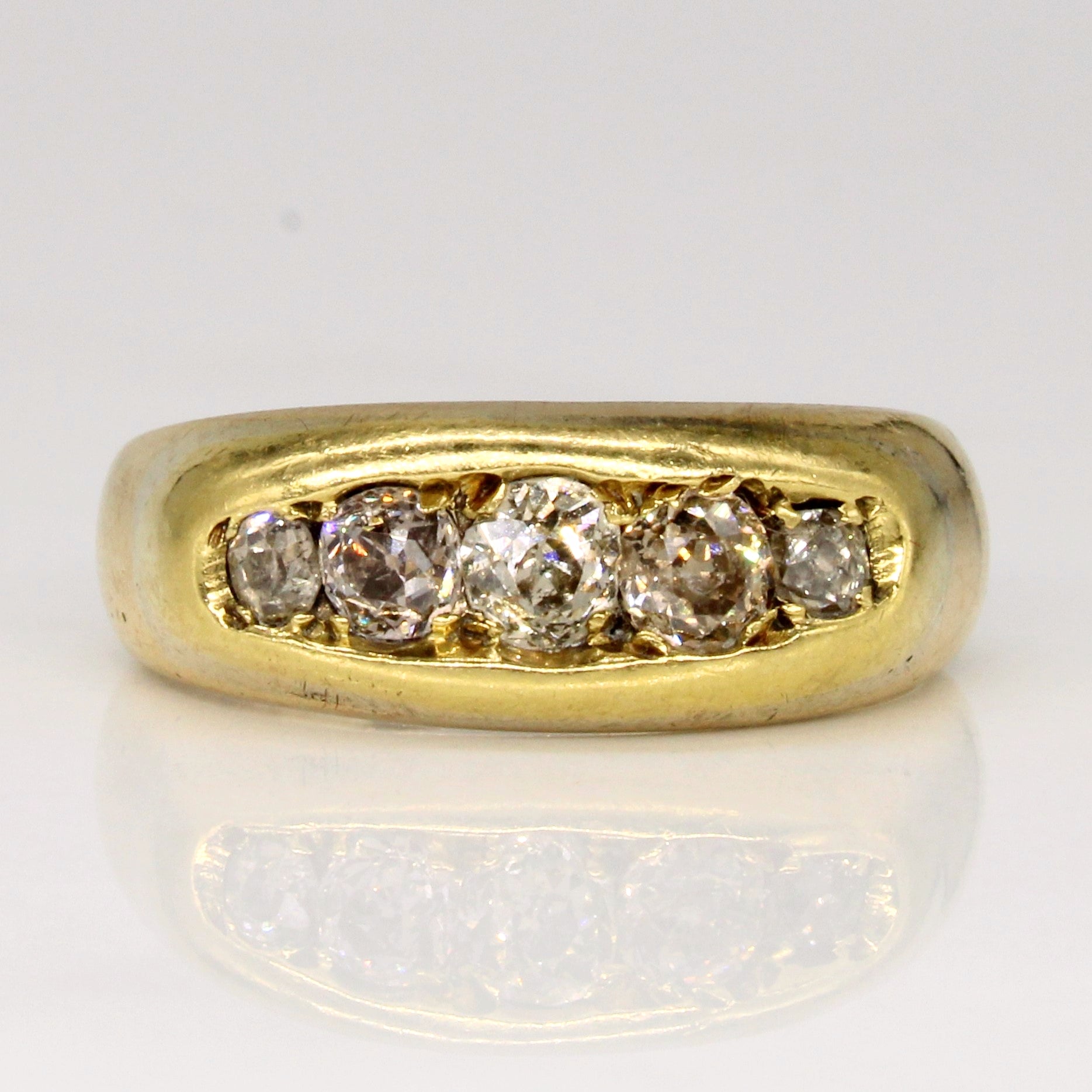 1898 London Hallmarked Old Mine Cut Five Stone Diamond Ring in 18k | 0.86ctw | SZ 7.5 |