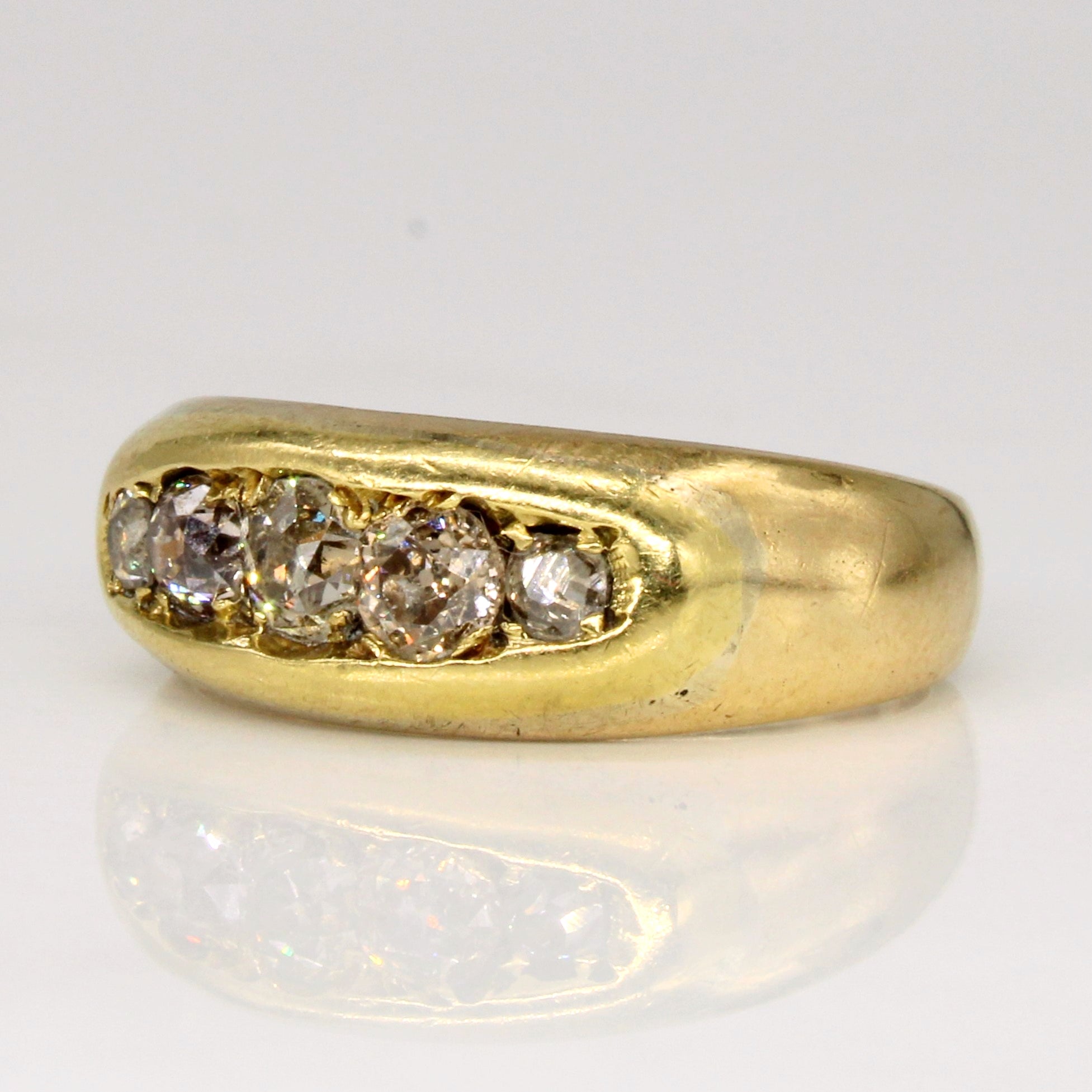 1898 London Hallmarked Old Mine Cut Five Stone Diamond Ring in 18k | 0.86ctw | SZ 7.5 |
