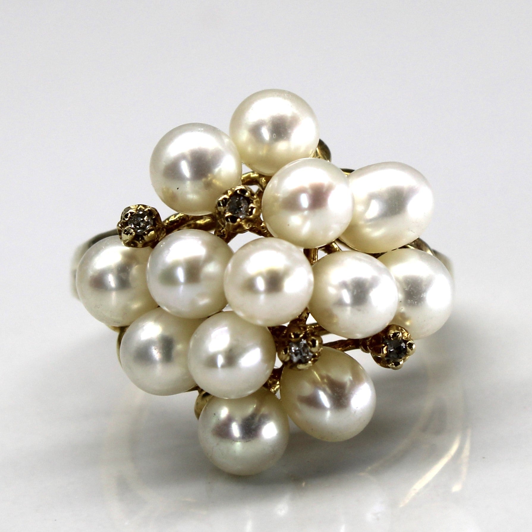 Cluster Pearl & Diamond Ring | 0.04ctw | SZ 7 |