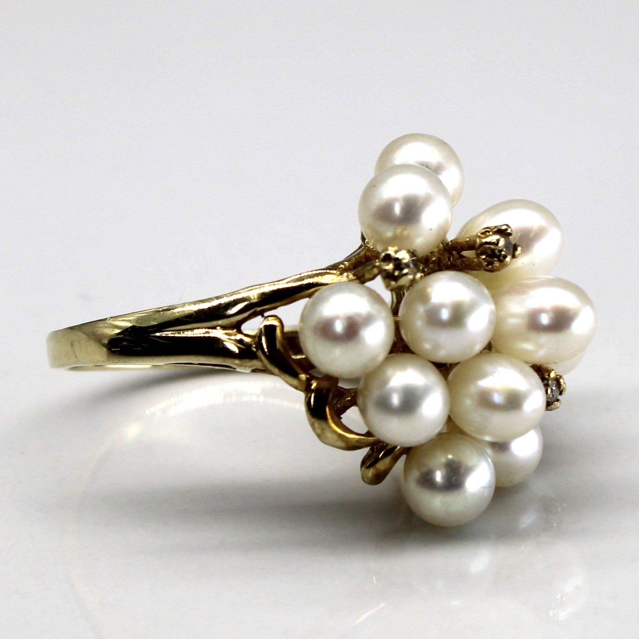 Cluster Pearl & Diamond Ring | 0.04ctw | SZ 7 |