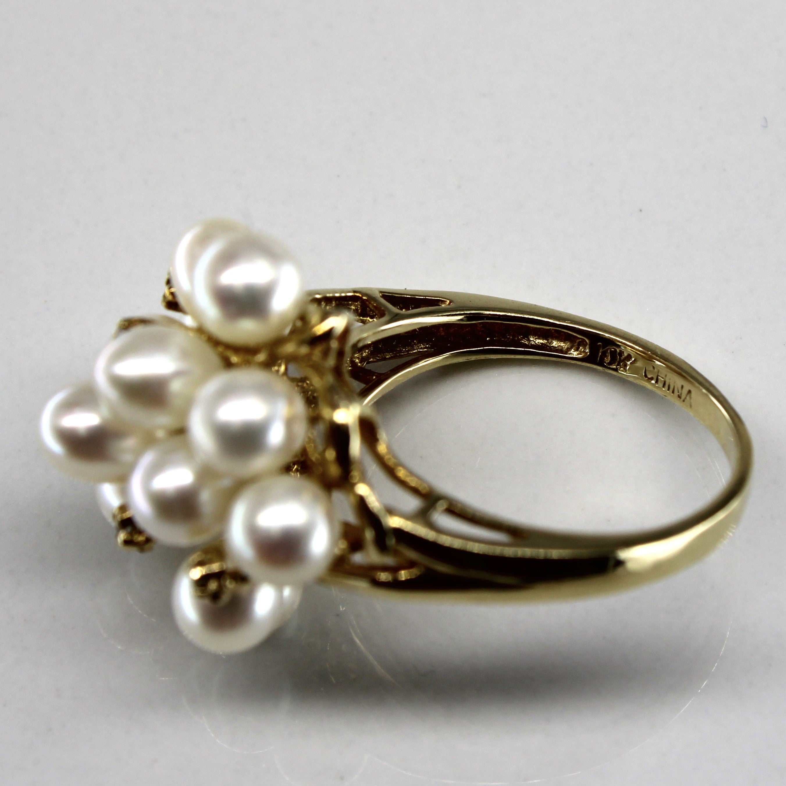 Cluster Pearl & Diamond Ring | 0.04ctw | SZ 7 |