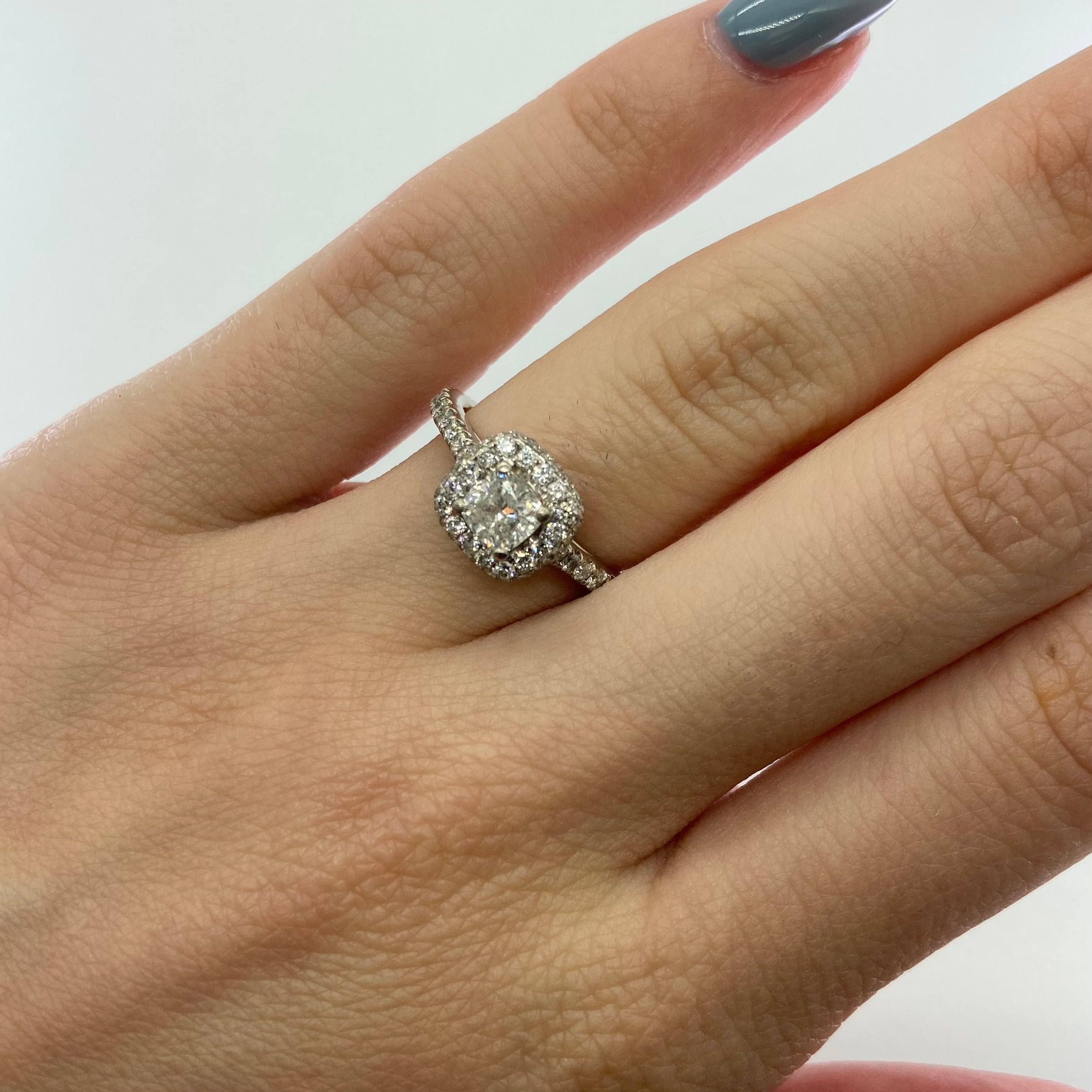Diamond Halo Engagement Ring | 1.15ctw | SZ 3.75 |