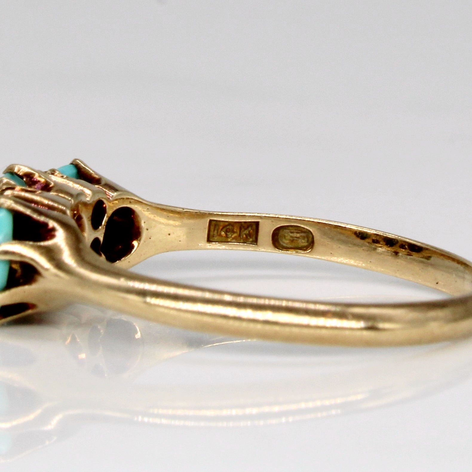 Antique Turquoise & Pearl Ring | 0.70ctw | SZ 6.5 |