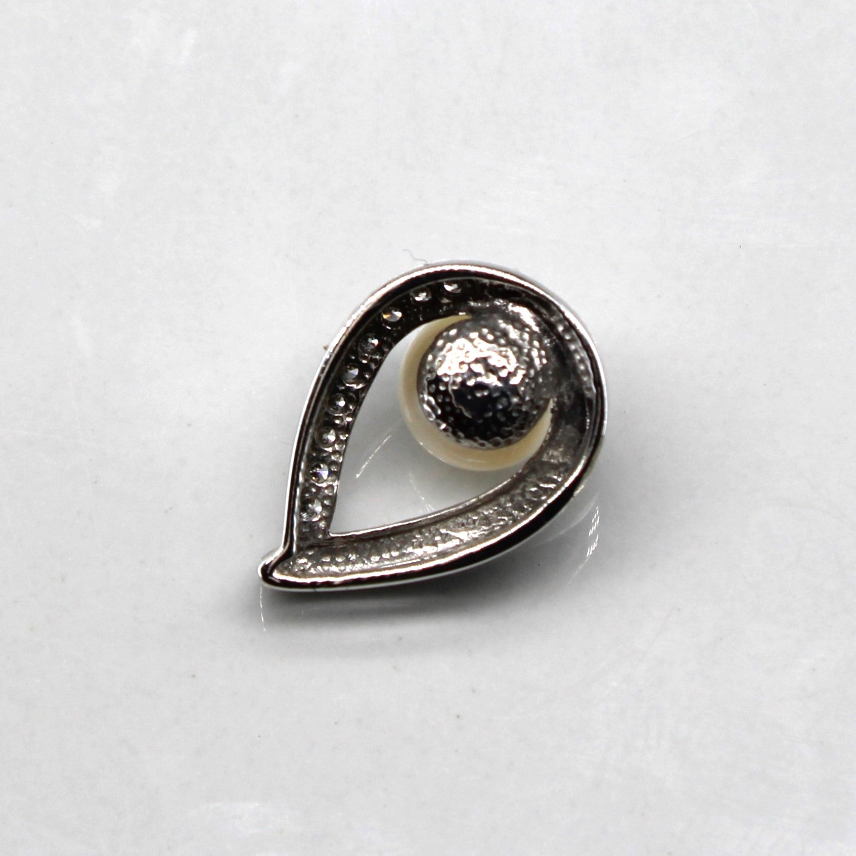 Pearl & Diamond Tear Dop Pendant | 0.06ctw |