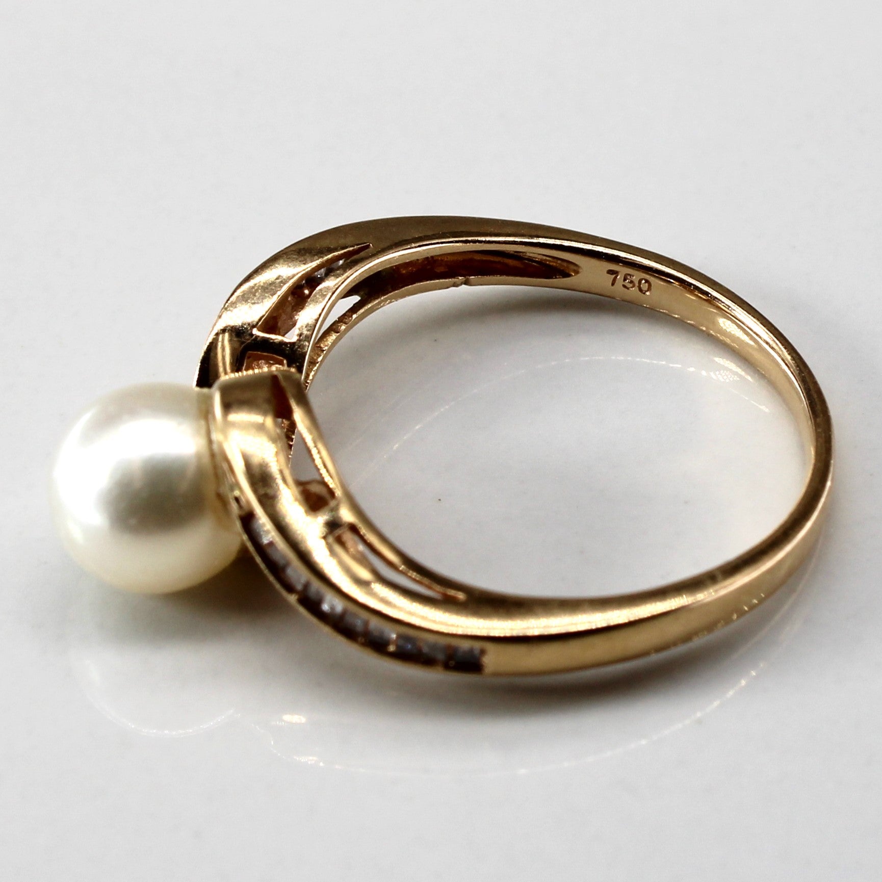 Bypass Pearl & Diamond Ring | 0.17ctw | SZ 6 |
