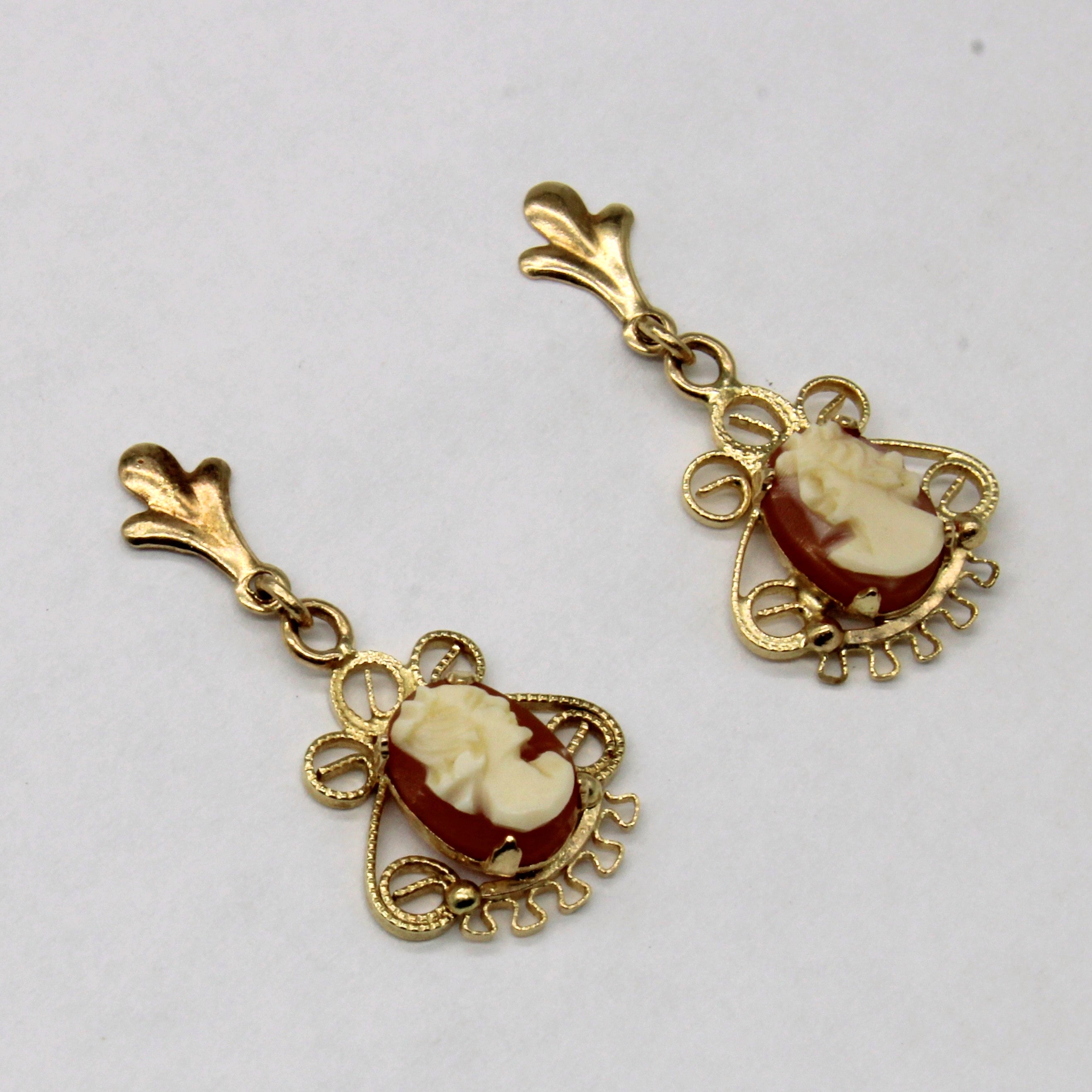 Sea Shell Cameo Drop Earrings | 1.60ctw |