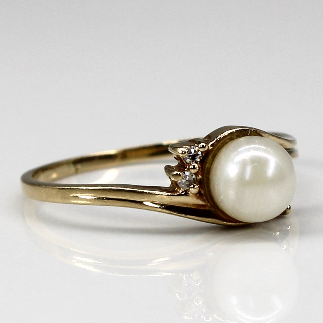 Bypass Pearl & Diamond Ring | 0.02ctw | SZ 6.25 |