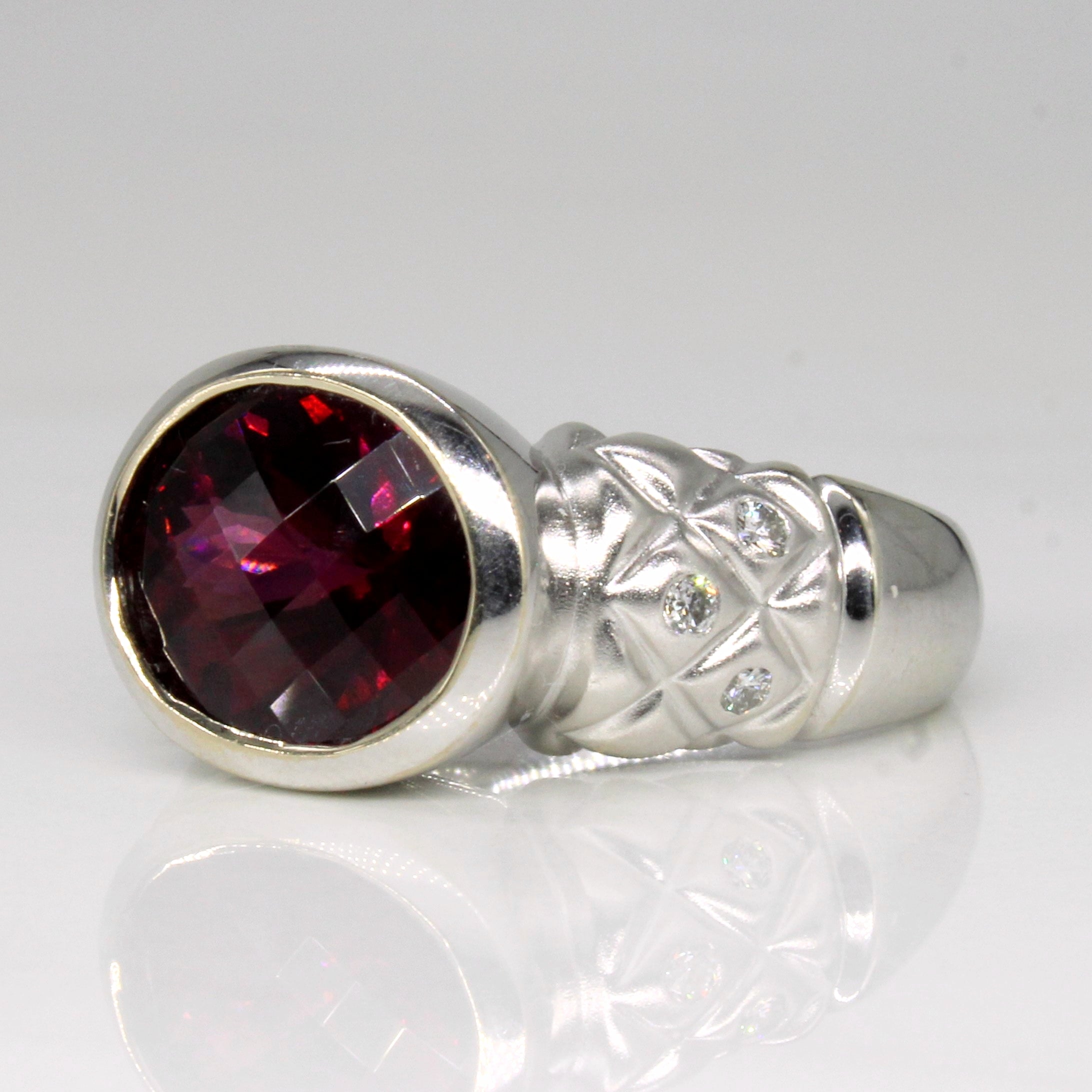 Garnet & Diamond Cocktail Ring | 6.45ct, 0.12ctw | SZ 7 |