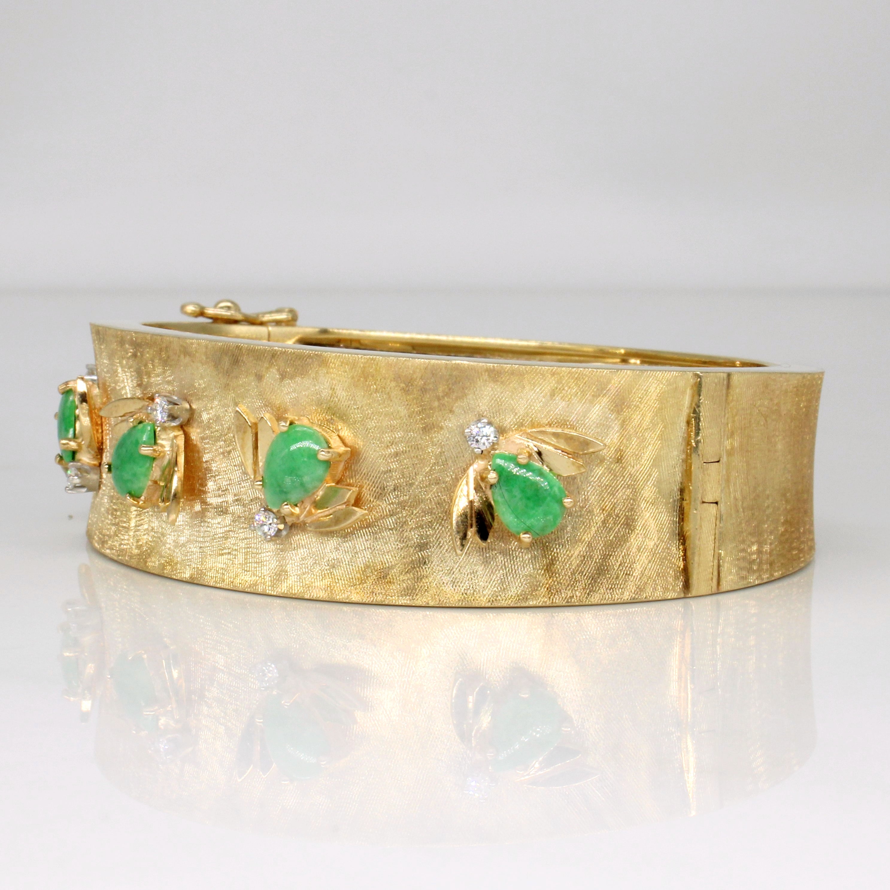Jadeite & Diamond Bug Bracelet | 2.25ctw, 0.15ctw | 7.5" |