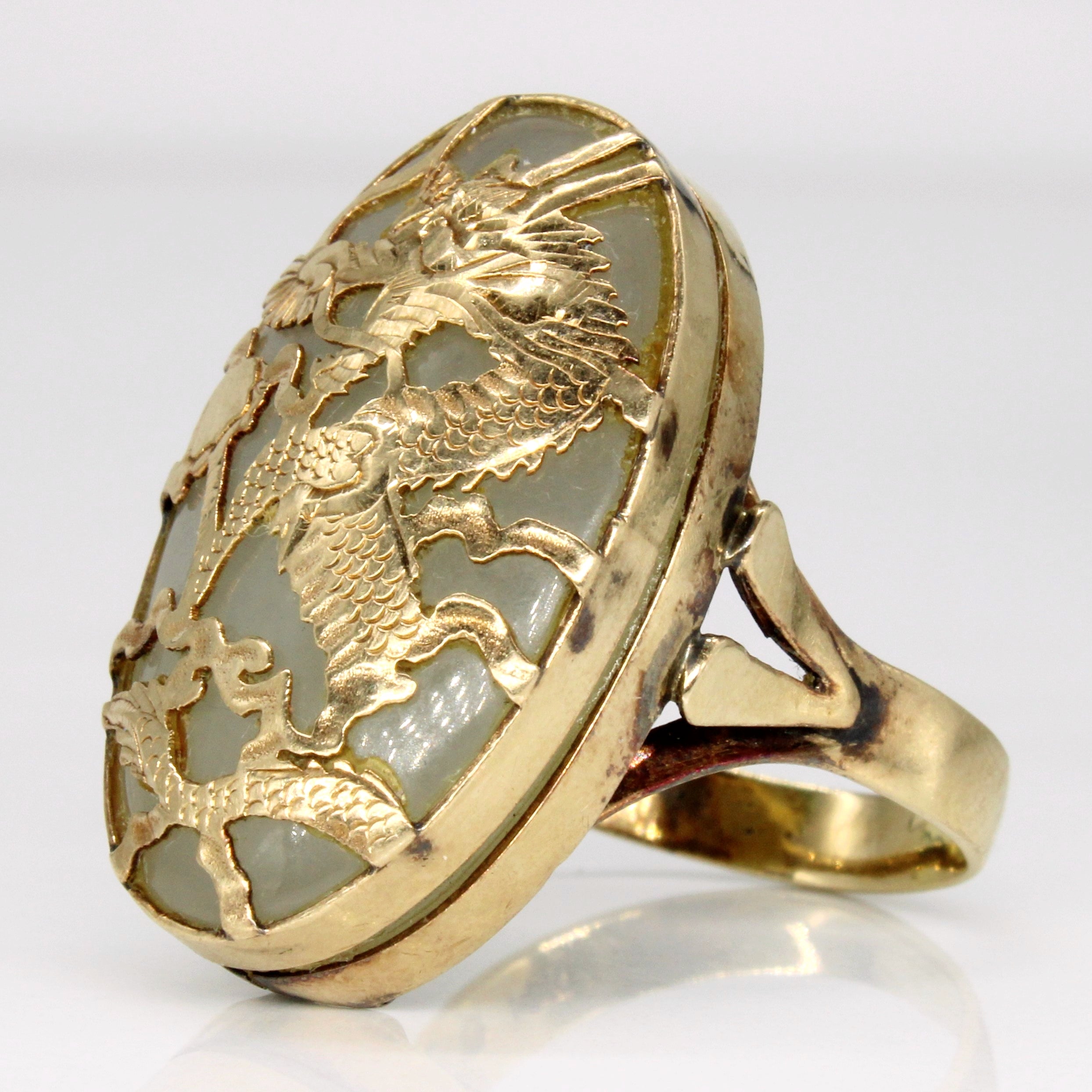 Anneau de dragon de jadéite | 26,60ct | Taille 7,25 |