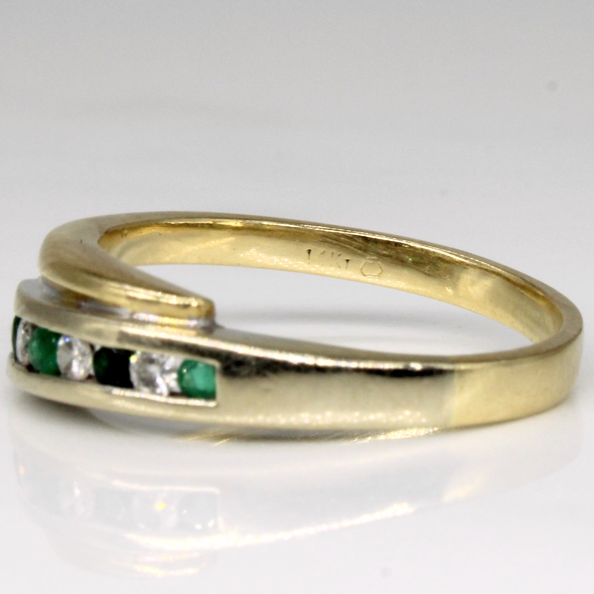 Channel Set Emerald & Diamond Ring | 0.12ctw, 0.09ctw | SZ 7.75 |