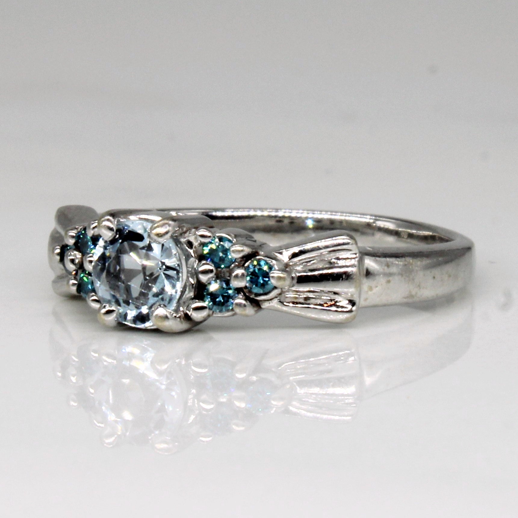 Aquamarine & Blue Diamond Ring | 0.30ct, 0.06ctw | SZ 5 |