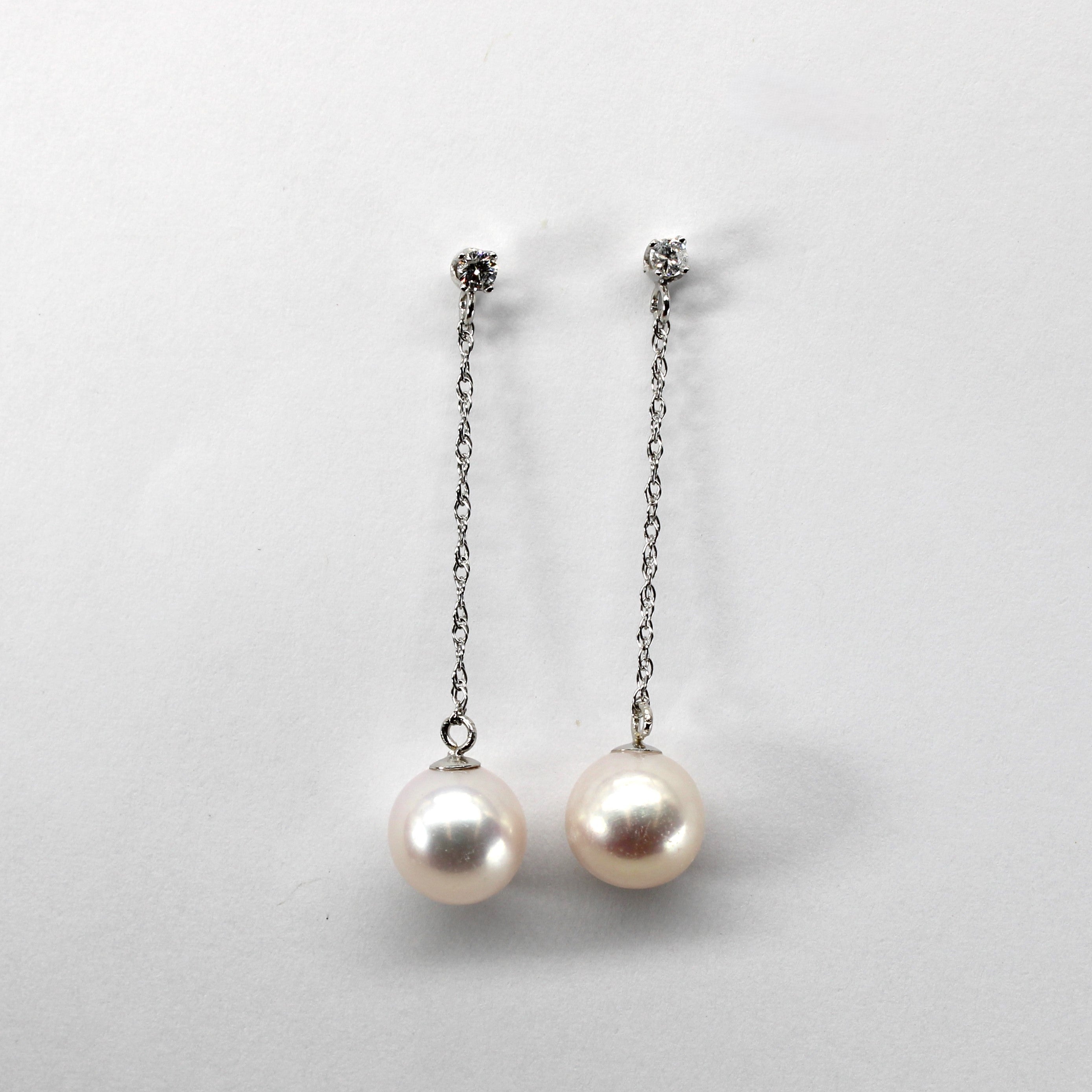Pearl & Diamond Dangle Earrings | 0.08ctw |