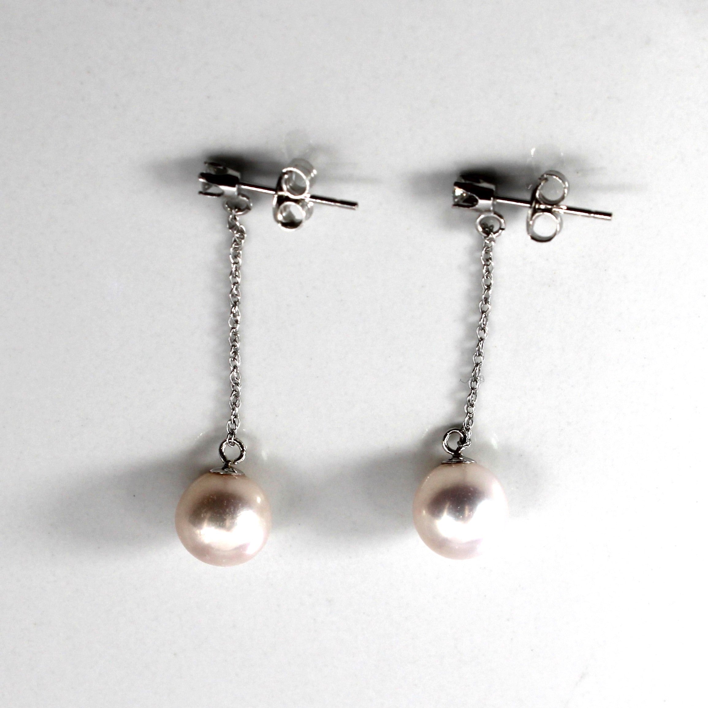Pearl & Diamond Dangle Earrings | 0.08ctw |