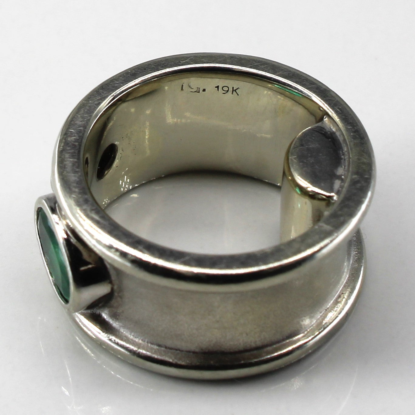 Bezel Set Emerald & Diamond Band | 0.78ct | 0.20ct | SZ 4.5 |