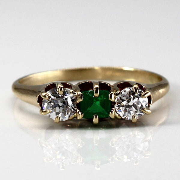 Three Stone Diamond & Emerald Ring | 0.60ctw | 0.23ct | SZ 8.25 |