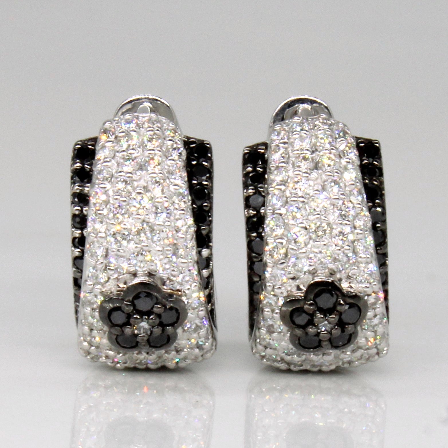 Black & White Diamond Hoop Earrings | 0.70ctw |