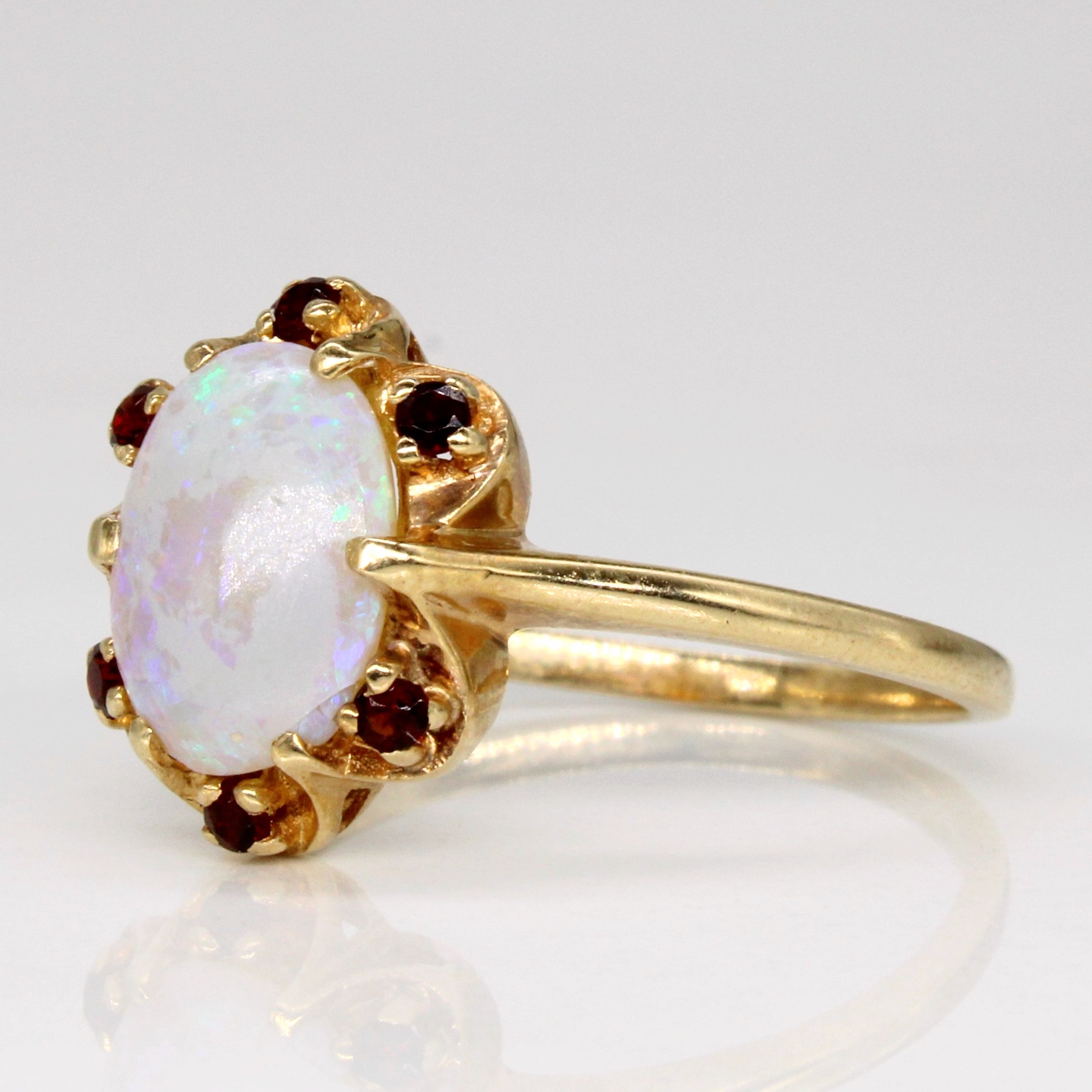 Opal & Garnet Cocktail Ring | 1.65ct, 0.12ctw | SZ 8.25 |