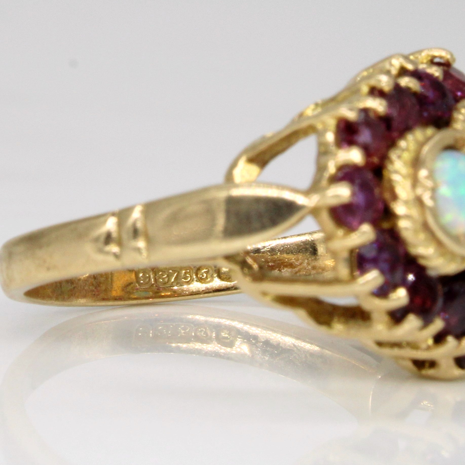 1973 London Opal & Ruby Cocktail Ring | 0.75ctw, 1.00ctw | SZ 7.25 |