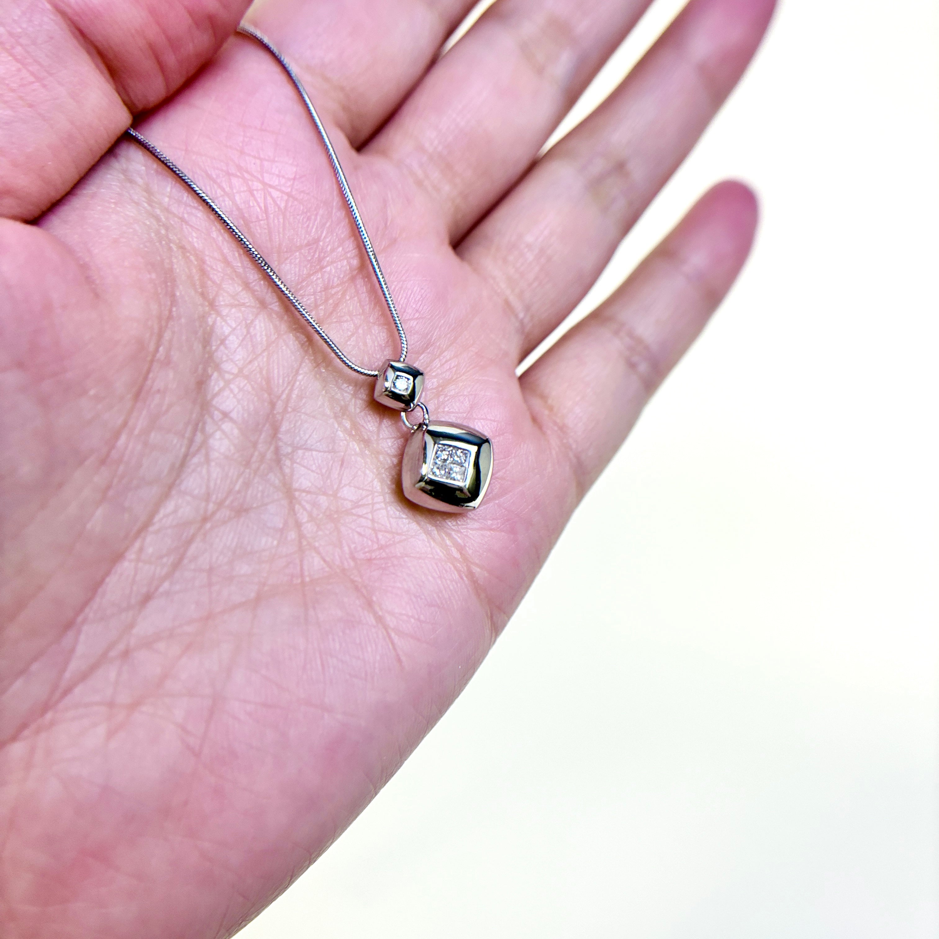 14k White Gold Diamond Necklace | 0.18ctw | 18"