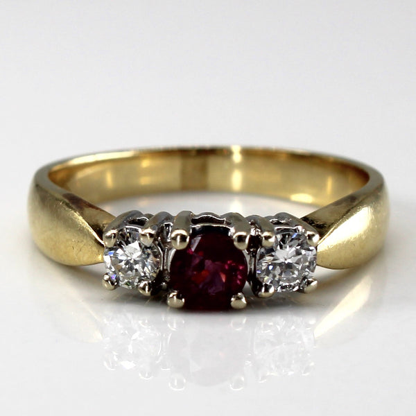 Three Stone Diamond & Ruby Ring | 0.20ctw | 0.28ctw | SZ 6.75 |