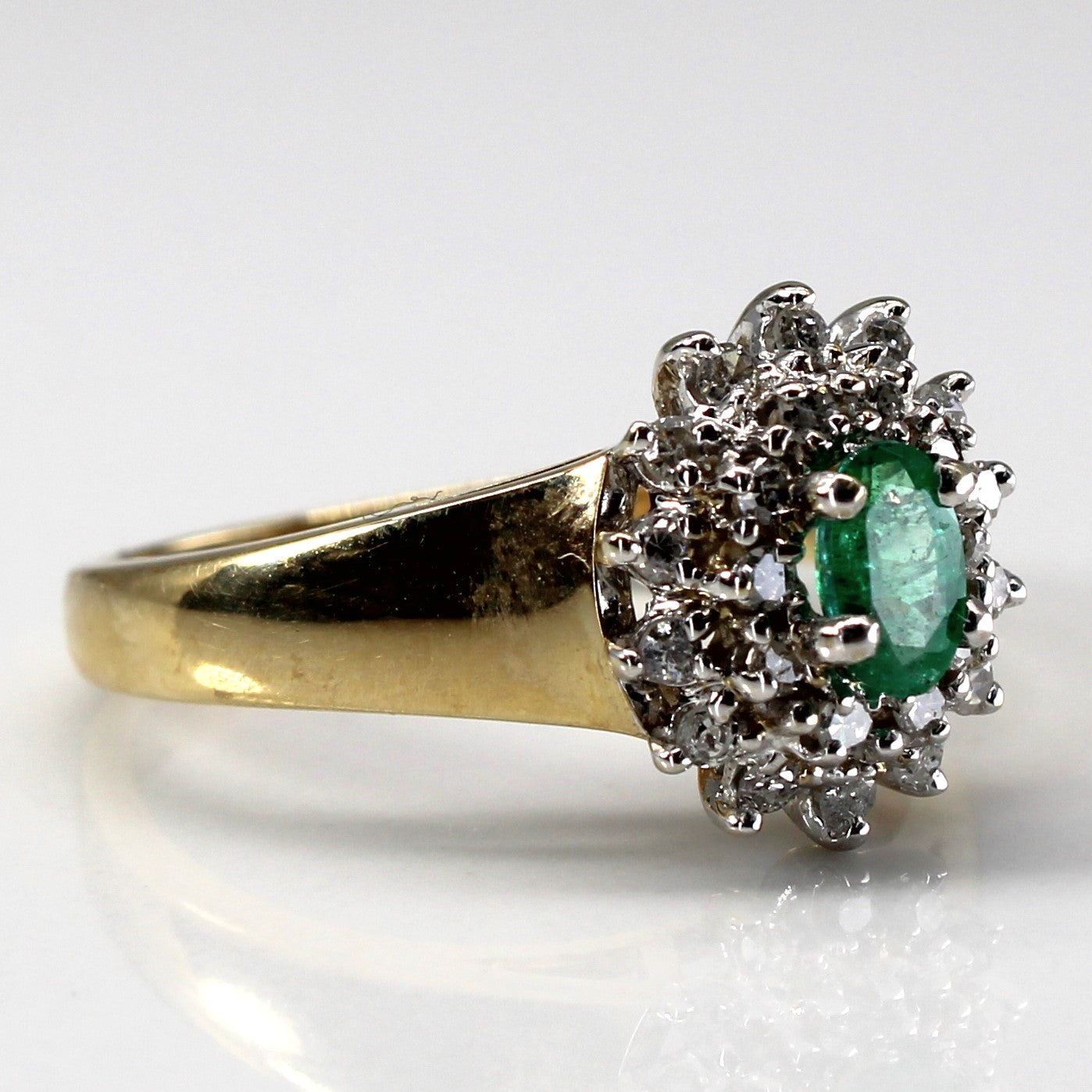 Emerald & Diamond Cocktail Ring | 0.20ct | 0.20ctw | SZ 6.5 |
