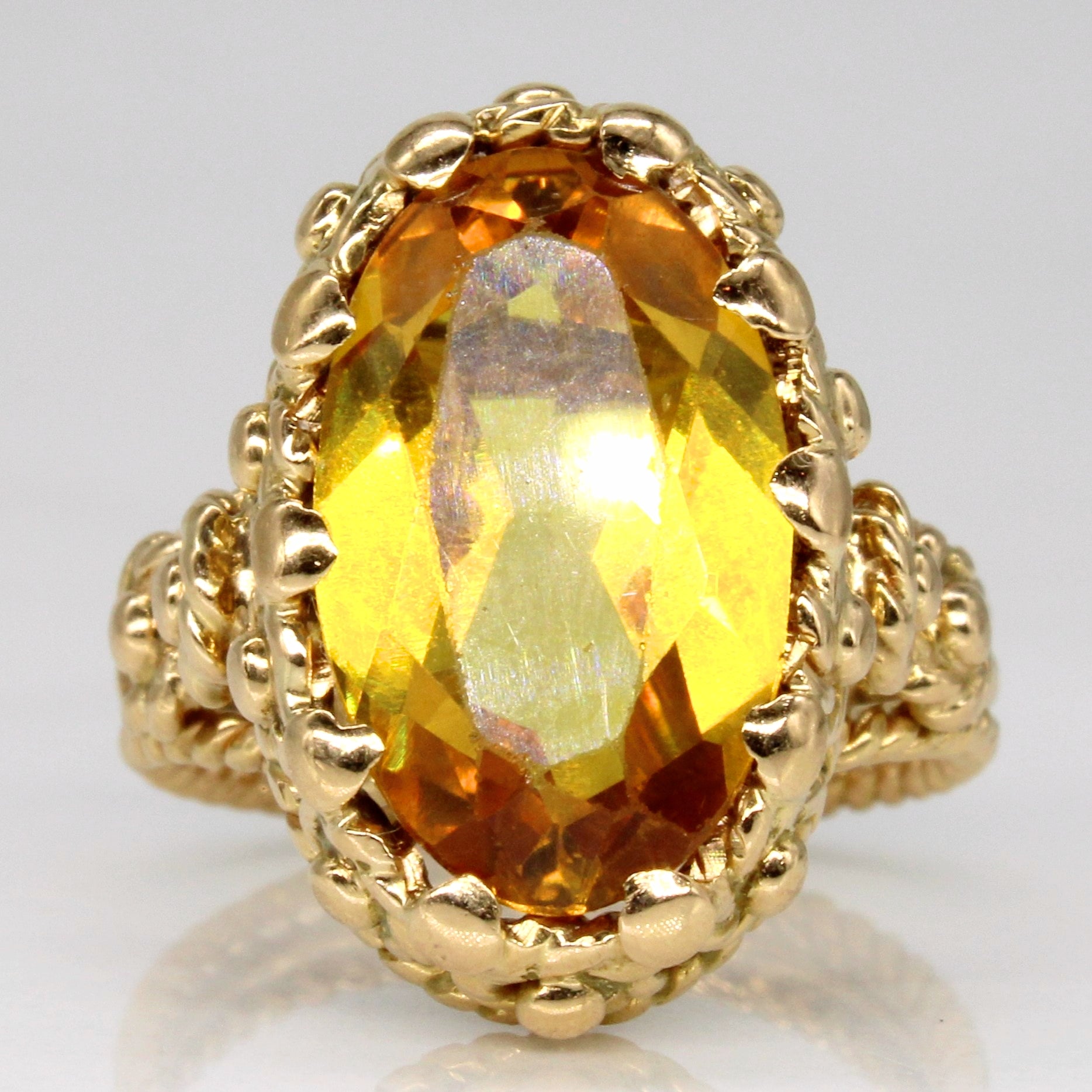 Synthetic Yellow Sapphire Cocktail Ring | 6.10ct | SZ 6.5 |