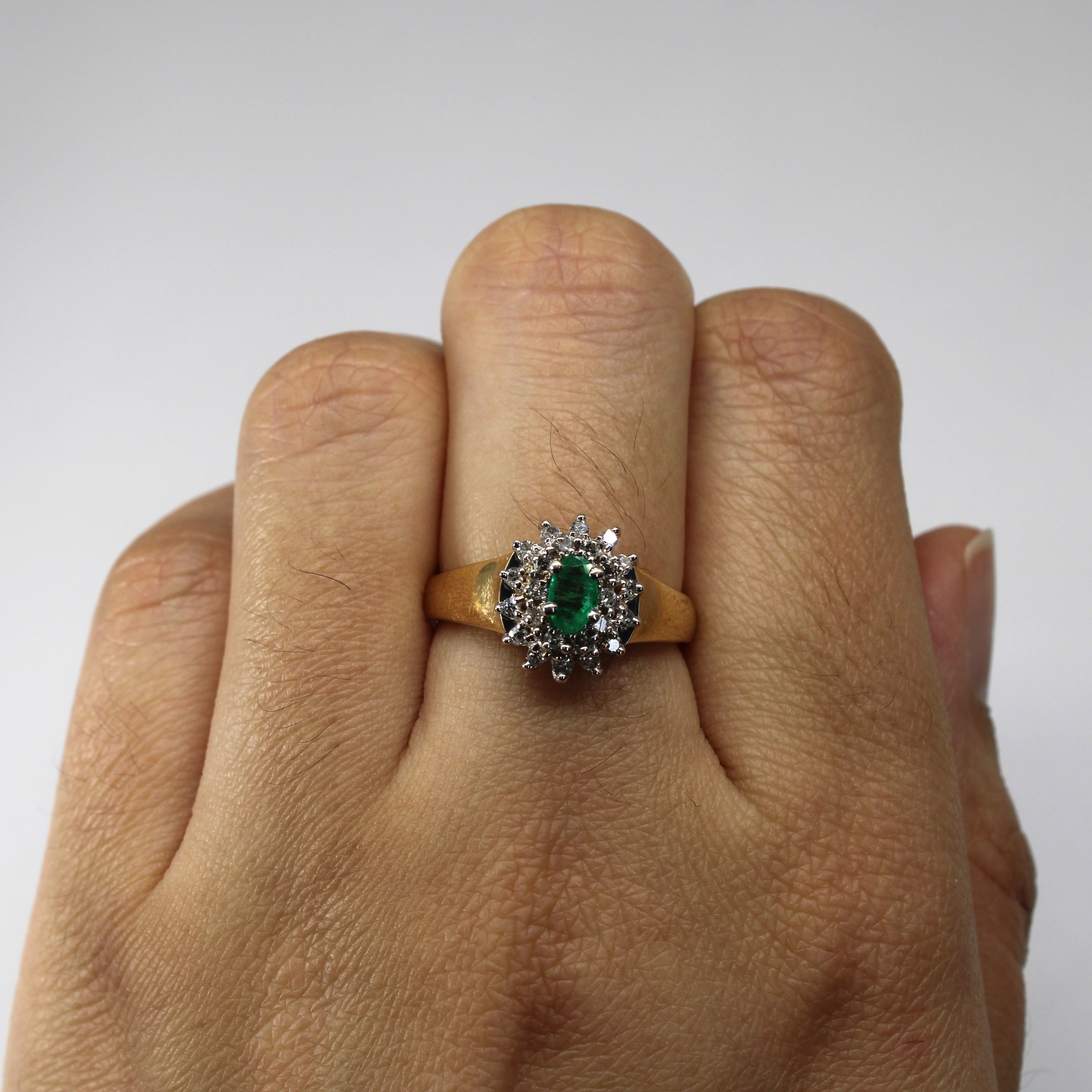 Emerald & Diamond Cocktail Ring | 0.20ct | 0.20ctw | SZ 6.5 |