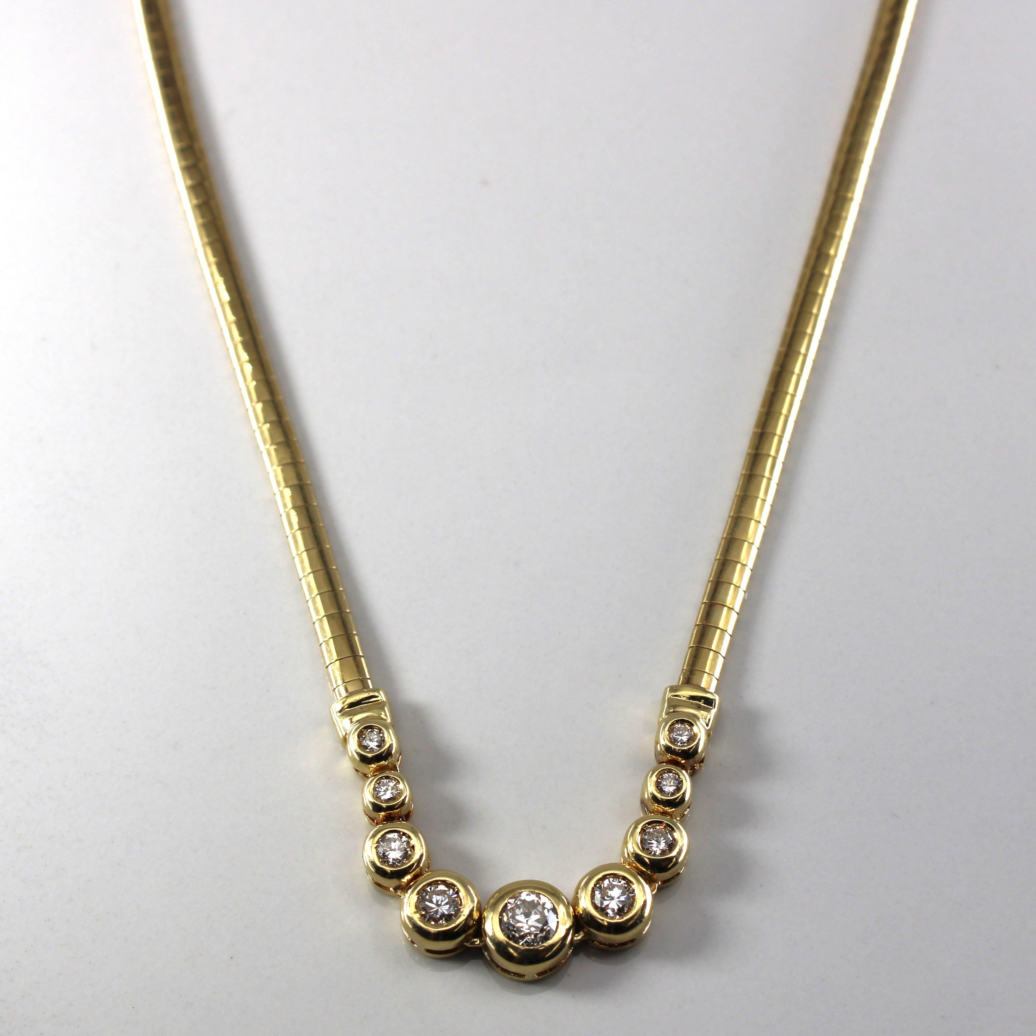 Bezel Set Diamond Omega Chain Necklace | 1.28ctw | 18"|