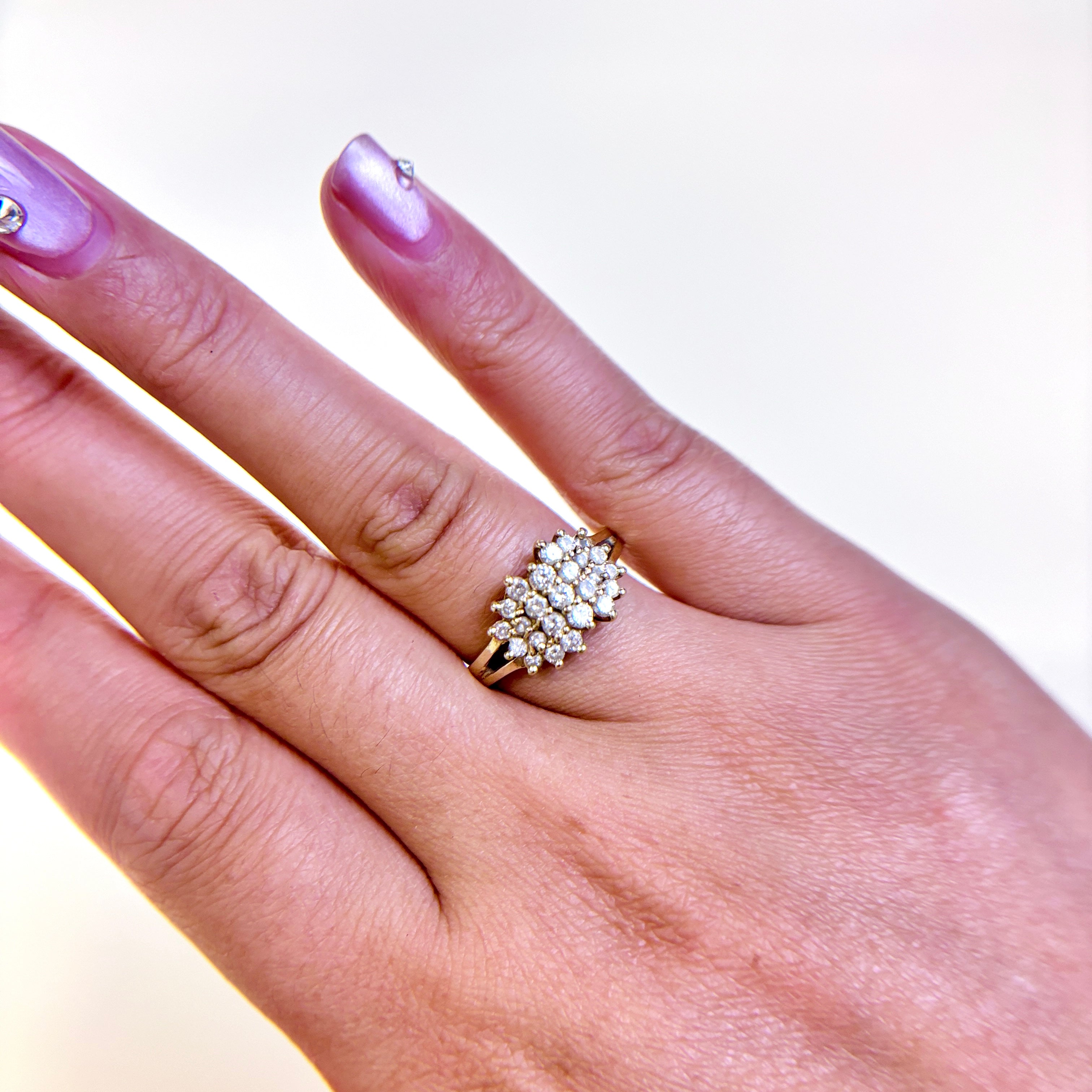 14k Yellow Gold Diamond Cluster Ring | 0.94ctw | SZ 8.75