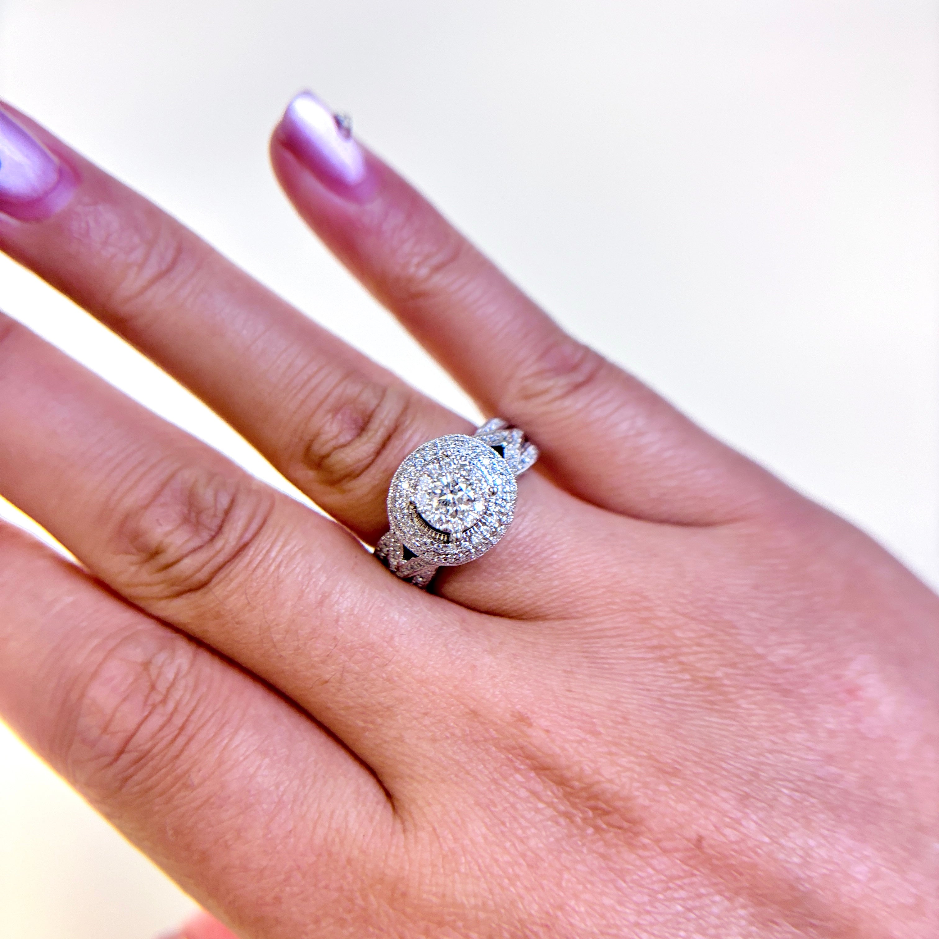 10k White Gold Diamond Cluster Ring | 0.95ctw | SZ 7