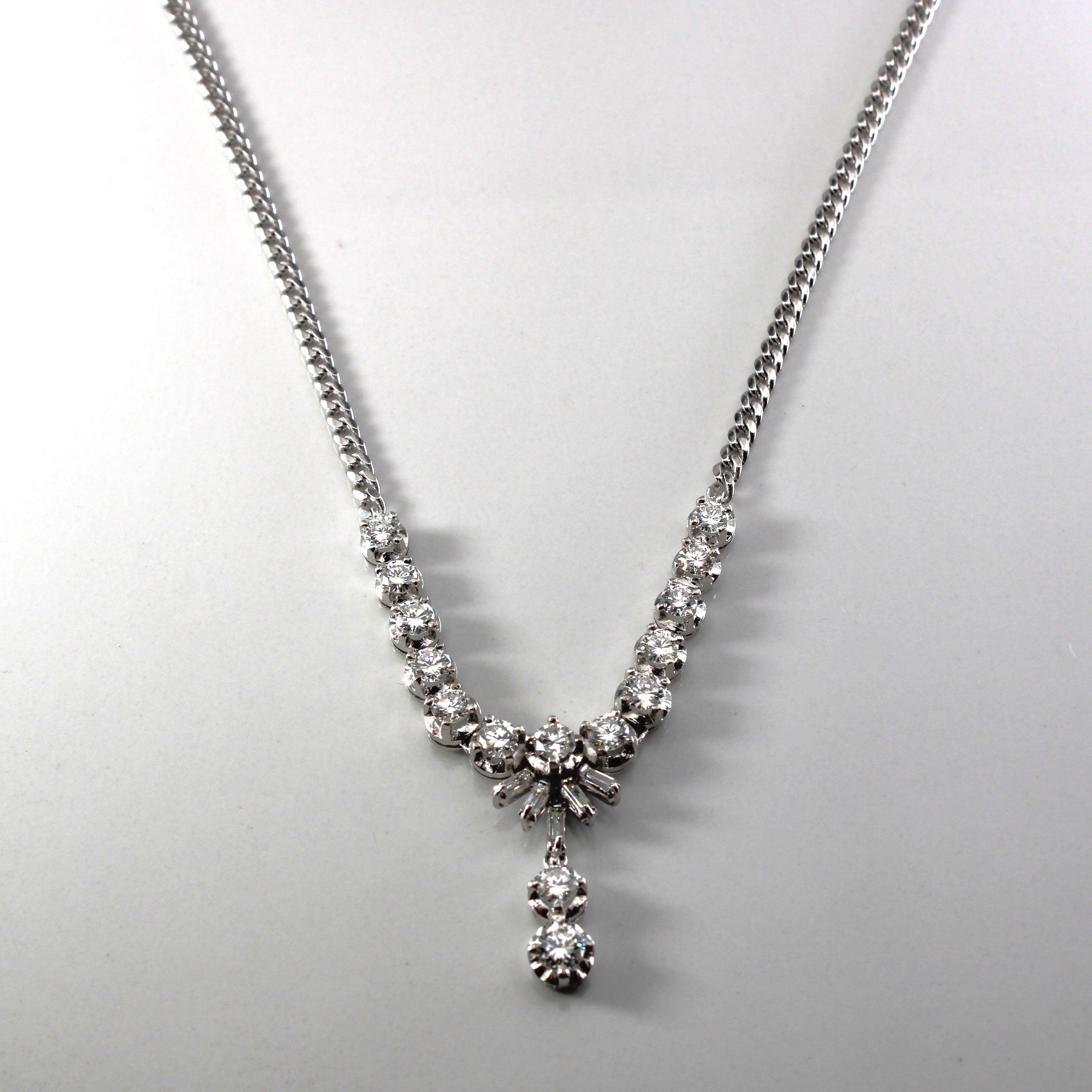 White Gold Diamond Necklace | 2.36ctw | 15"|