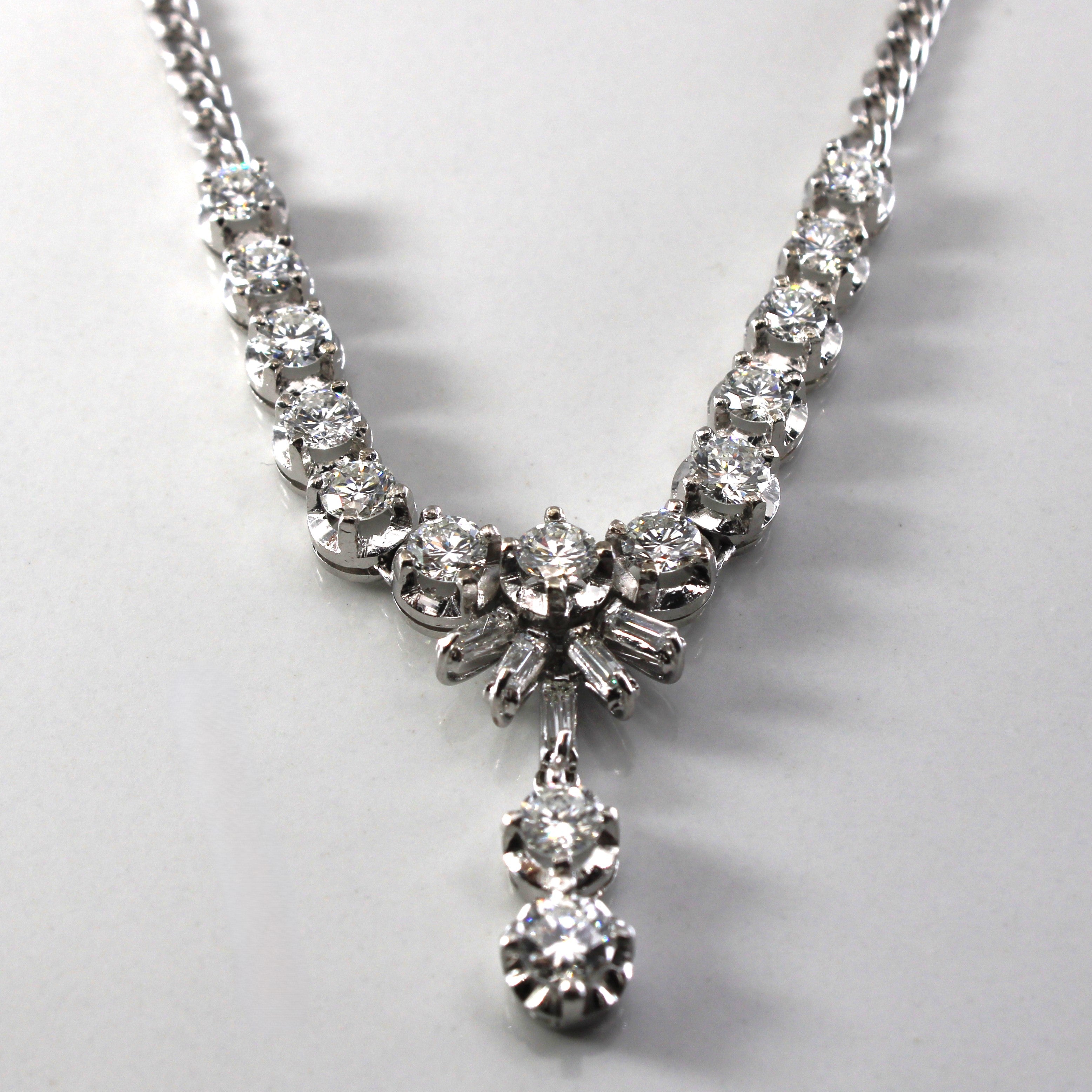 White Gold Diamond Necklace | 2.36ctw | 15"|