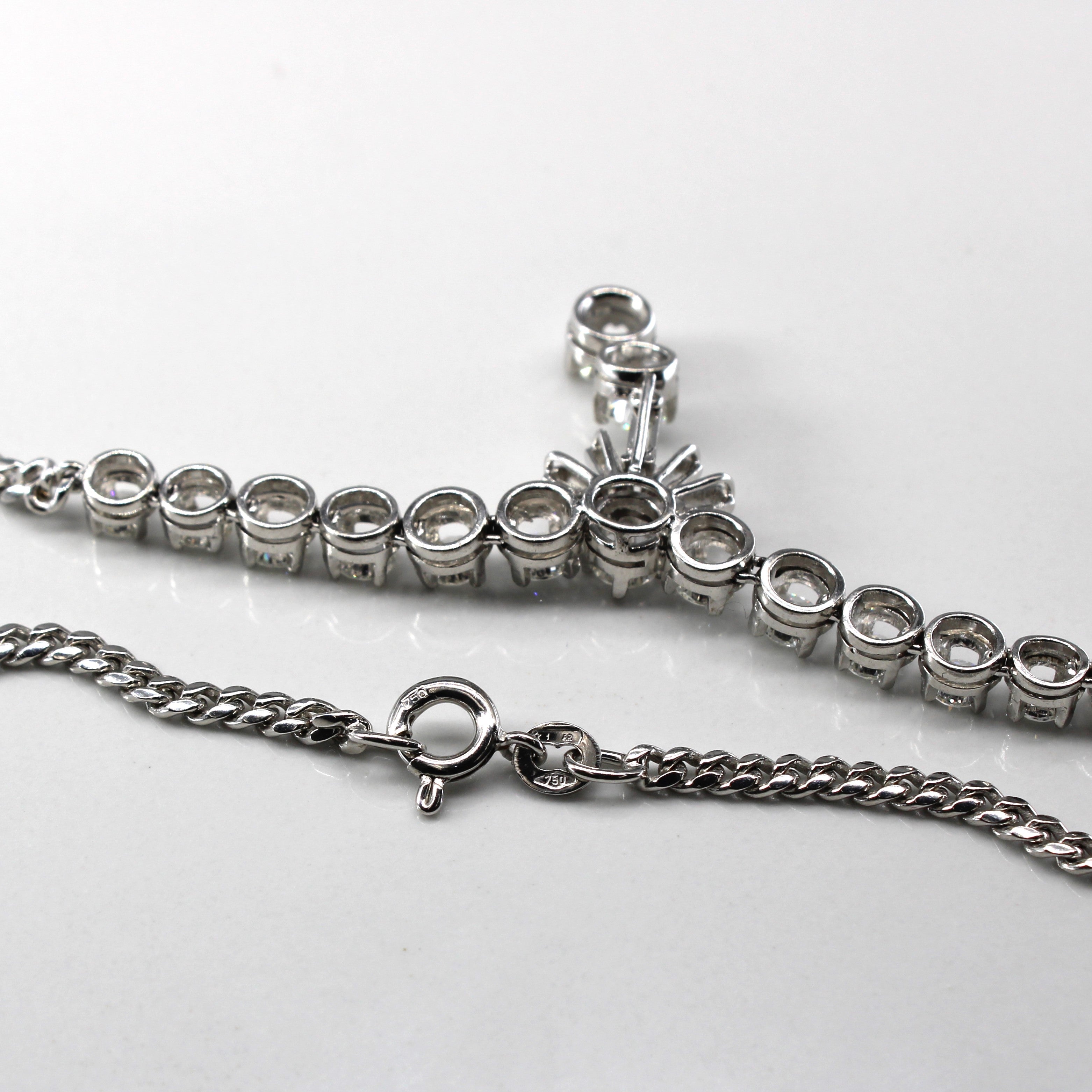 White Gold Diamond Necklace | 2.36ctw | 15"|