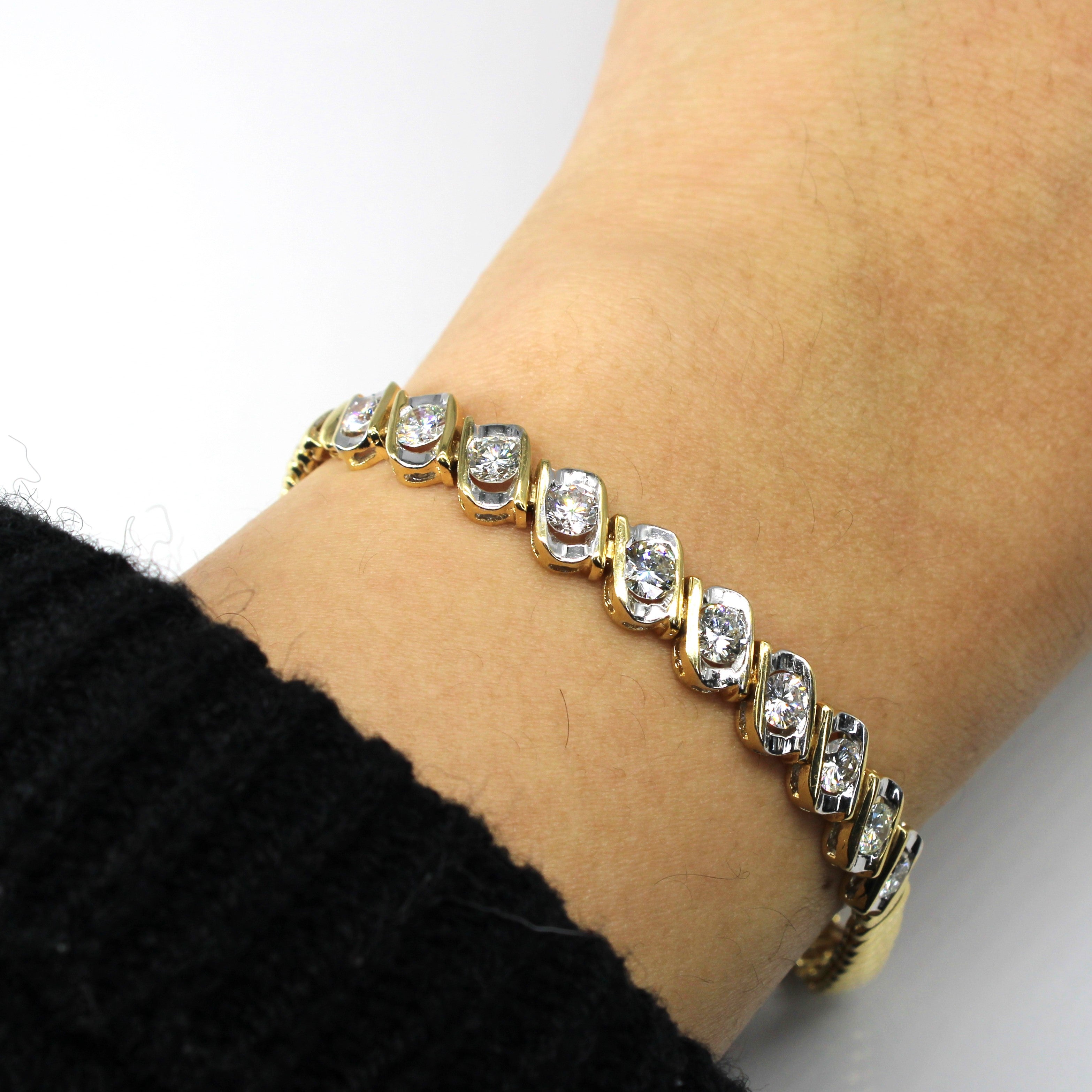 Bracelet chaîne serti de diamants à tension | 1,62 ct | 6,5 po |