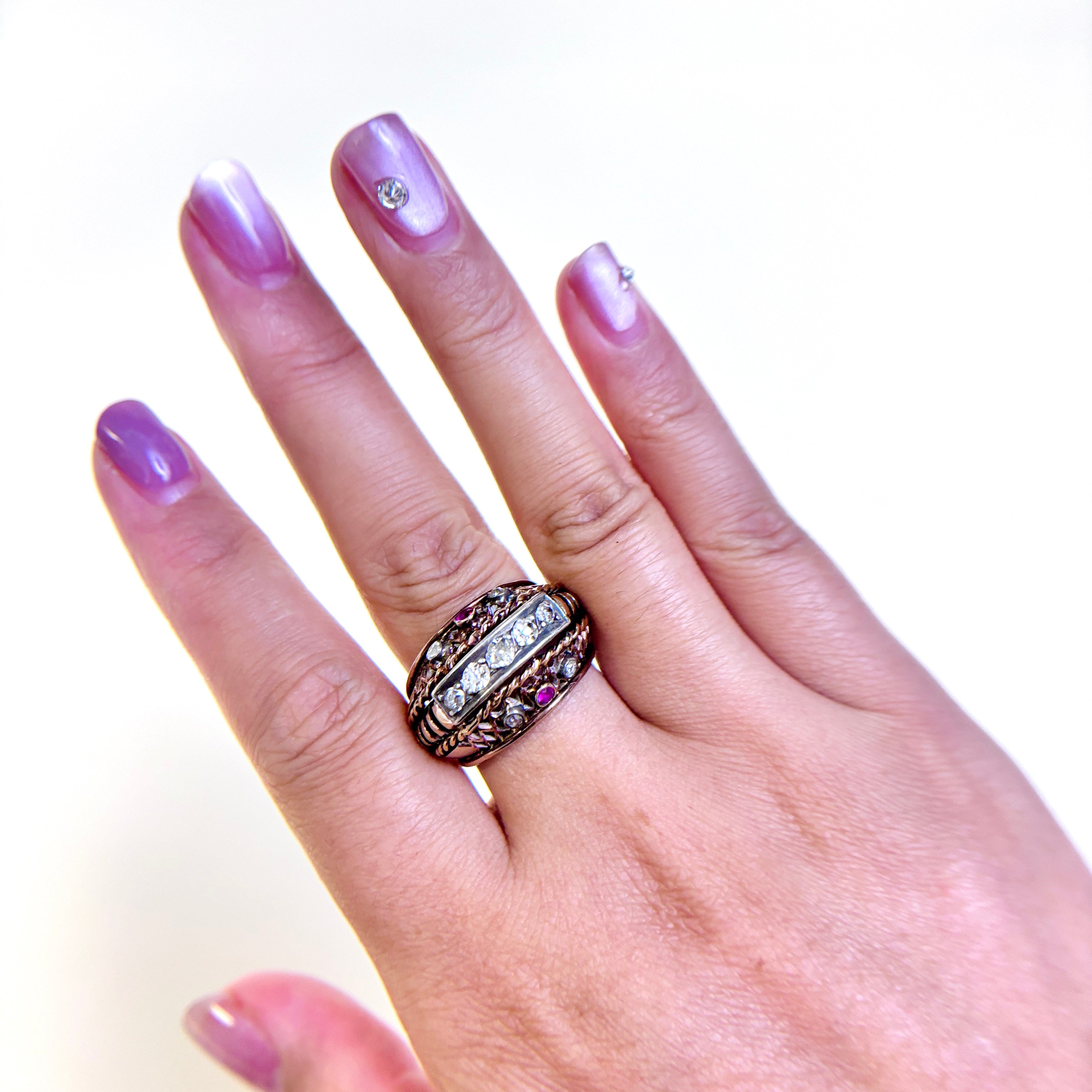 18K Yellow Gold Ruby & Diamond Ring | 0.12ctw, 0.62ctw | SZ 9.5