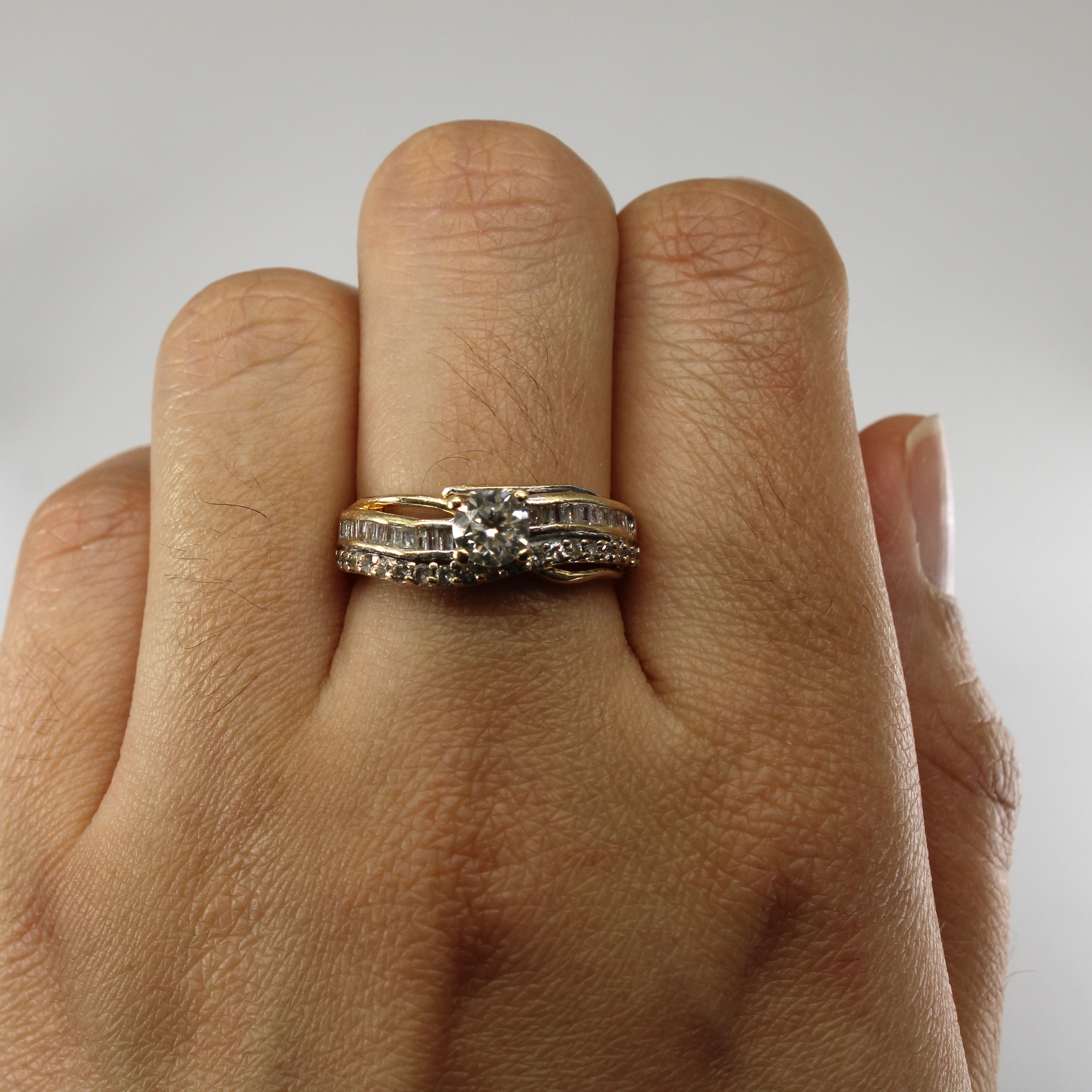 Multi Diamond Bypass Ring | 0.96ctw | SZ 6.75 |