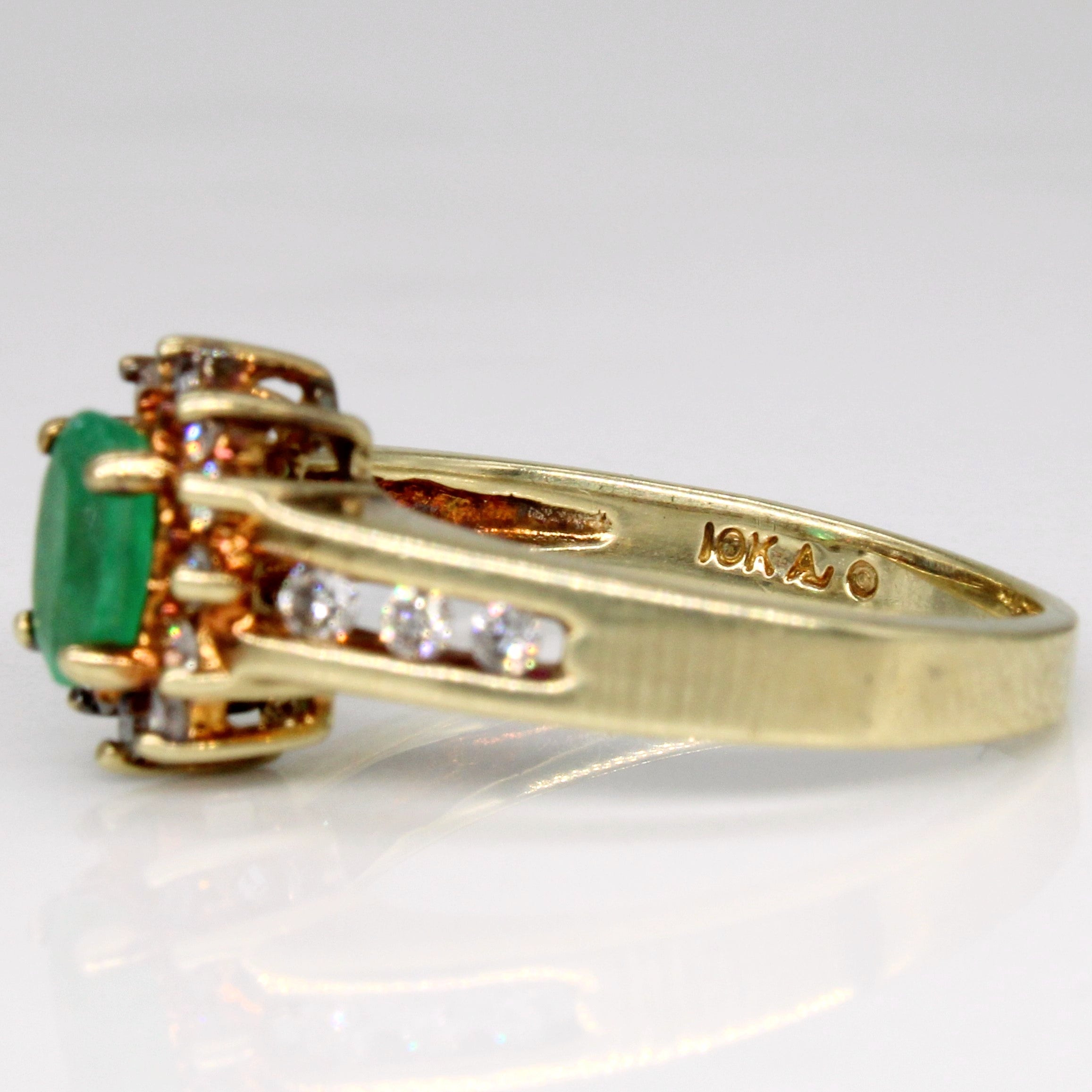 Emerald & Diamond Halo Ring | 0.50ct, 0.18ctw | SZ 6.75 |