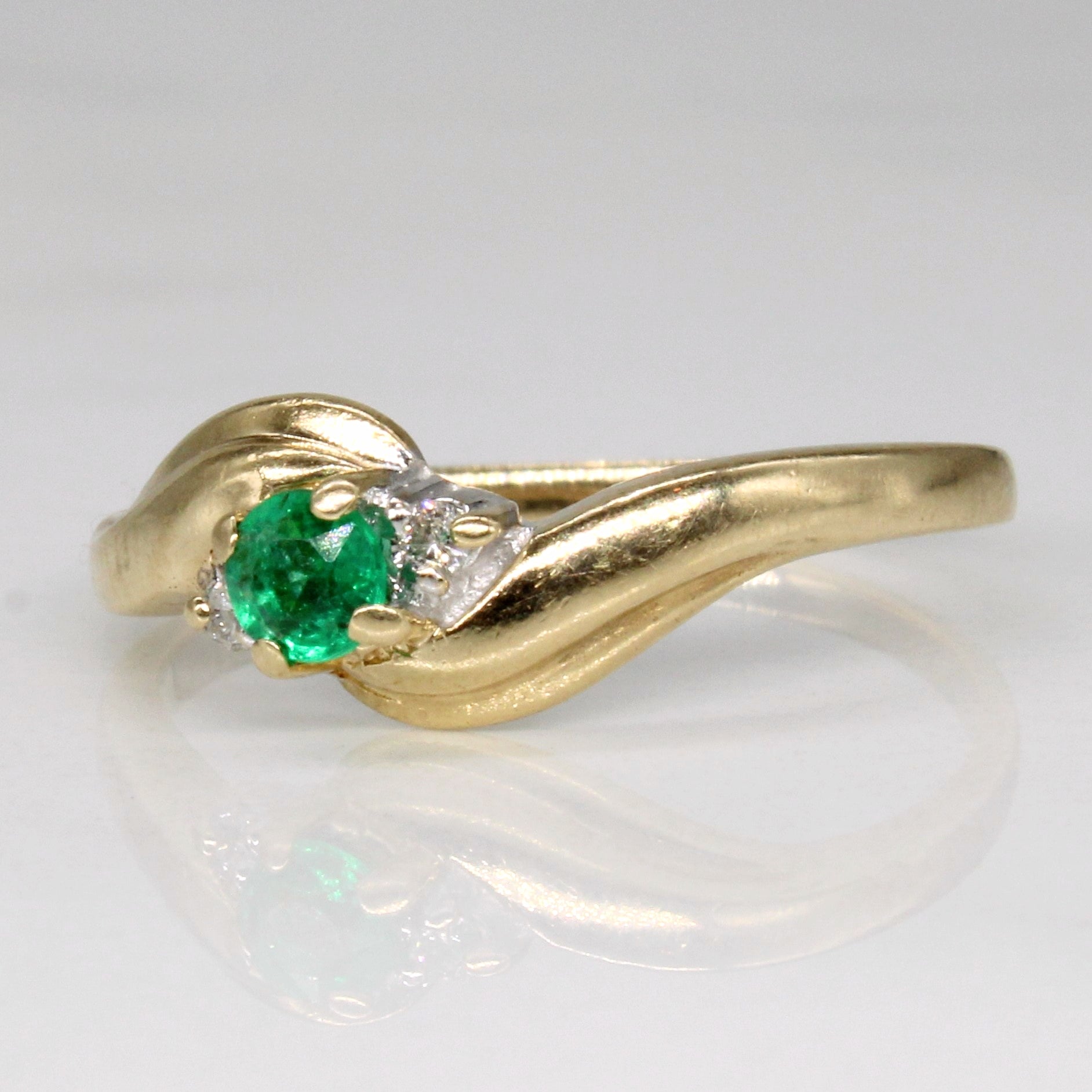 Three Stone Emerald & Diamond Ring | 0.11ct, 0.02ctw | SZ 6 |