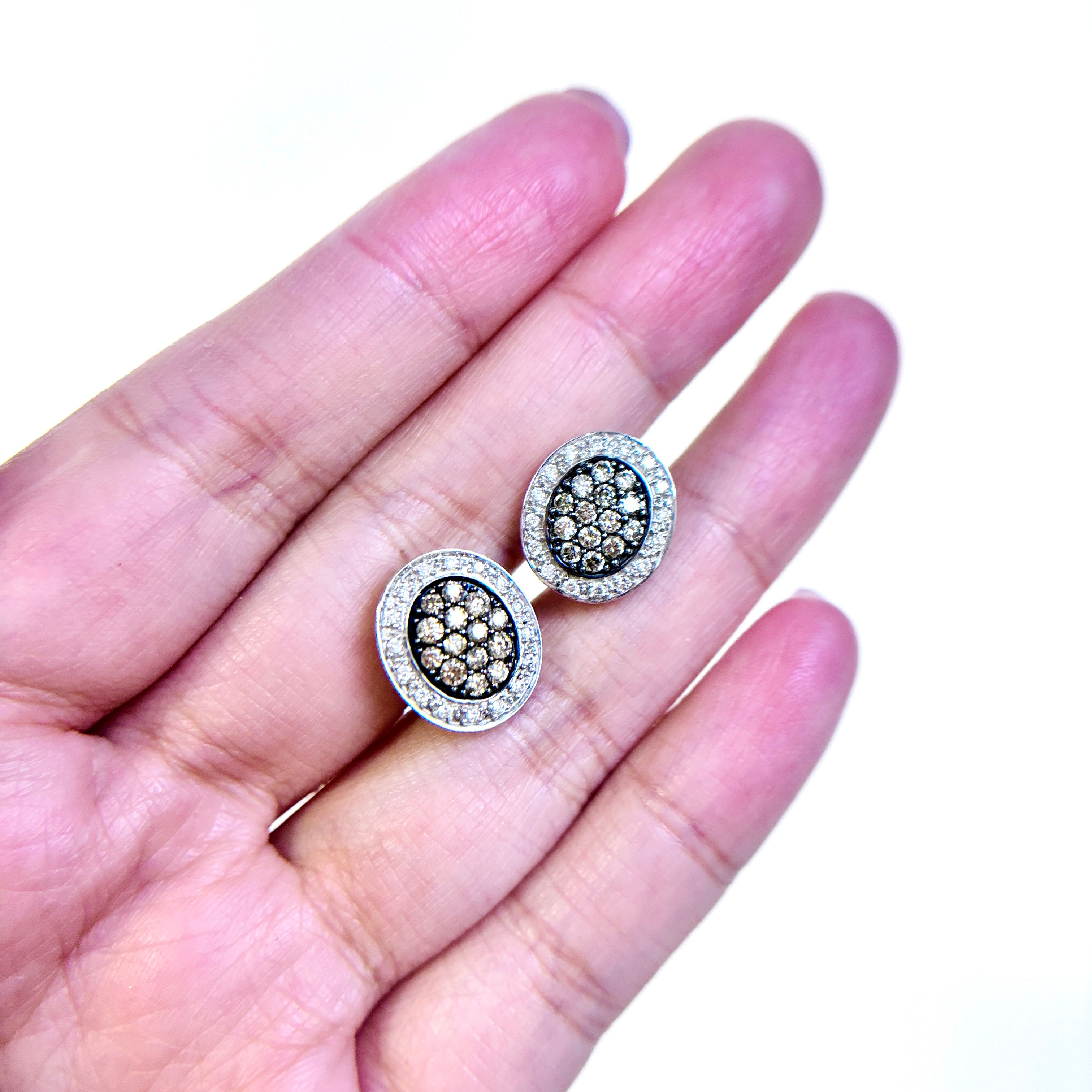 14k White Gold Diamond Cluster Stud Earrings | 0.94ctw |