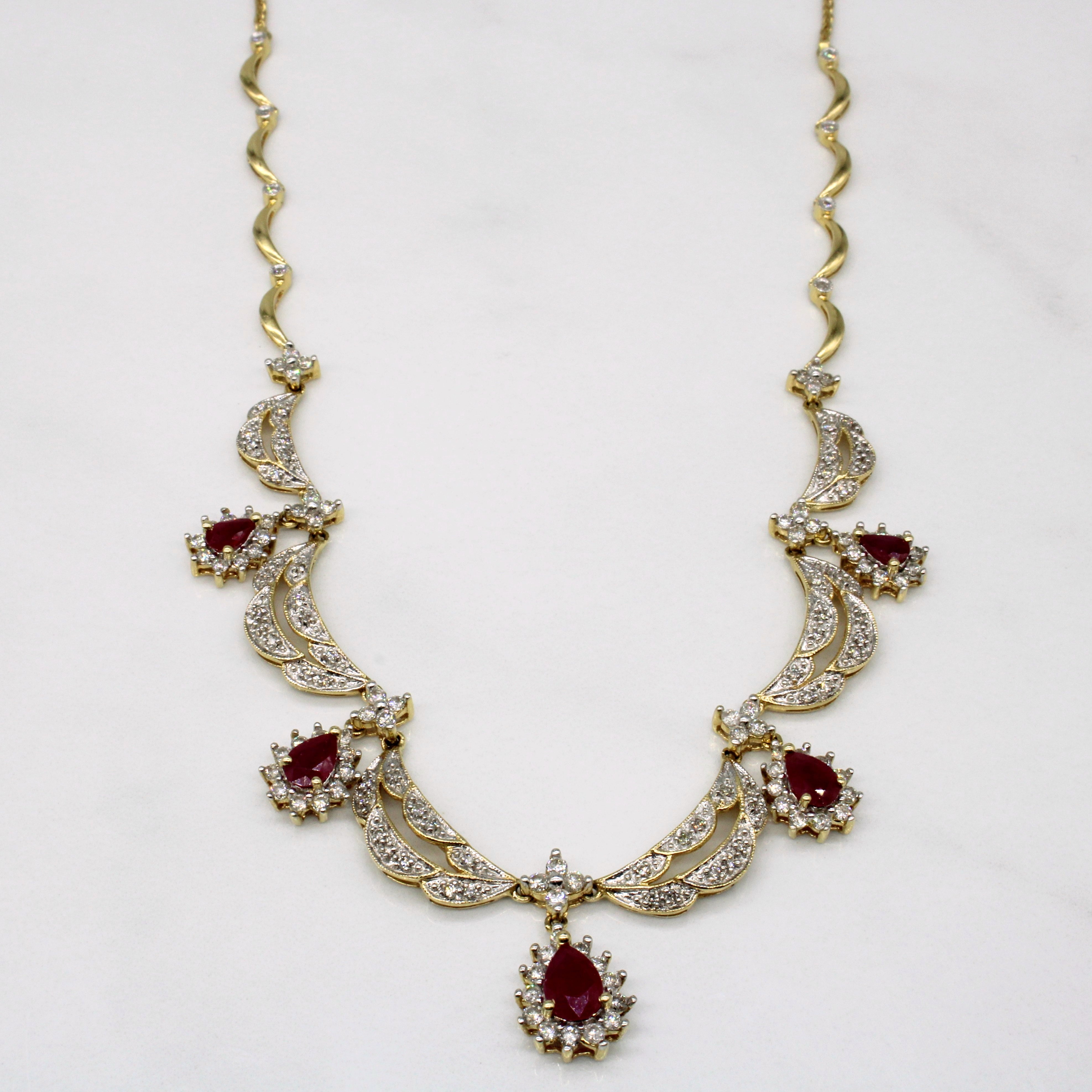 Collier rubis et diamants | 1,80 ct, 1,50 ct | 43 cm |
