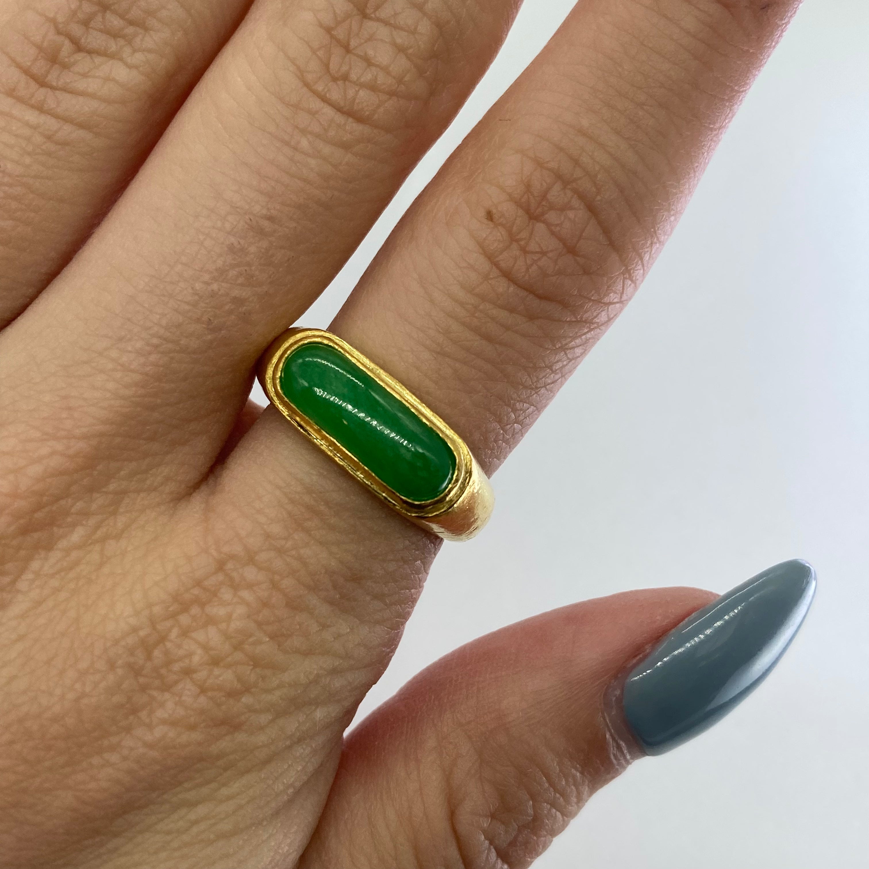 Bezel Set Jadeite Cabochon Ring | 1.75ct | SZ 6.75 |