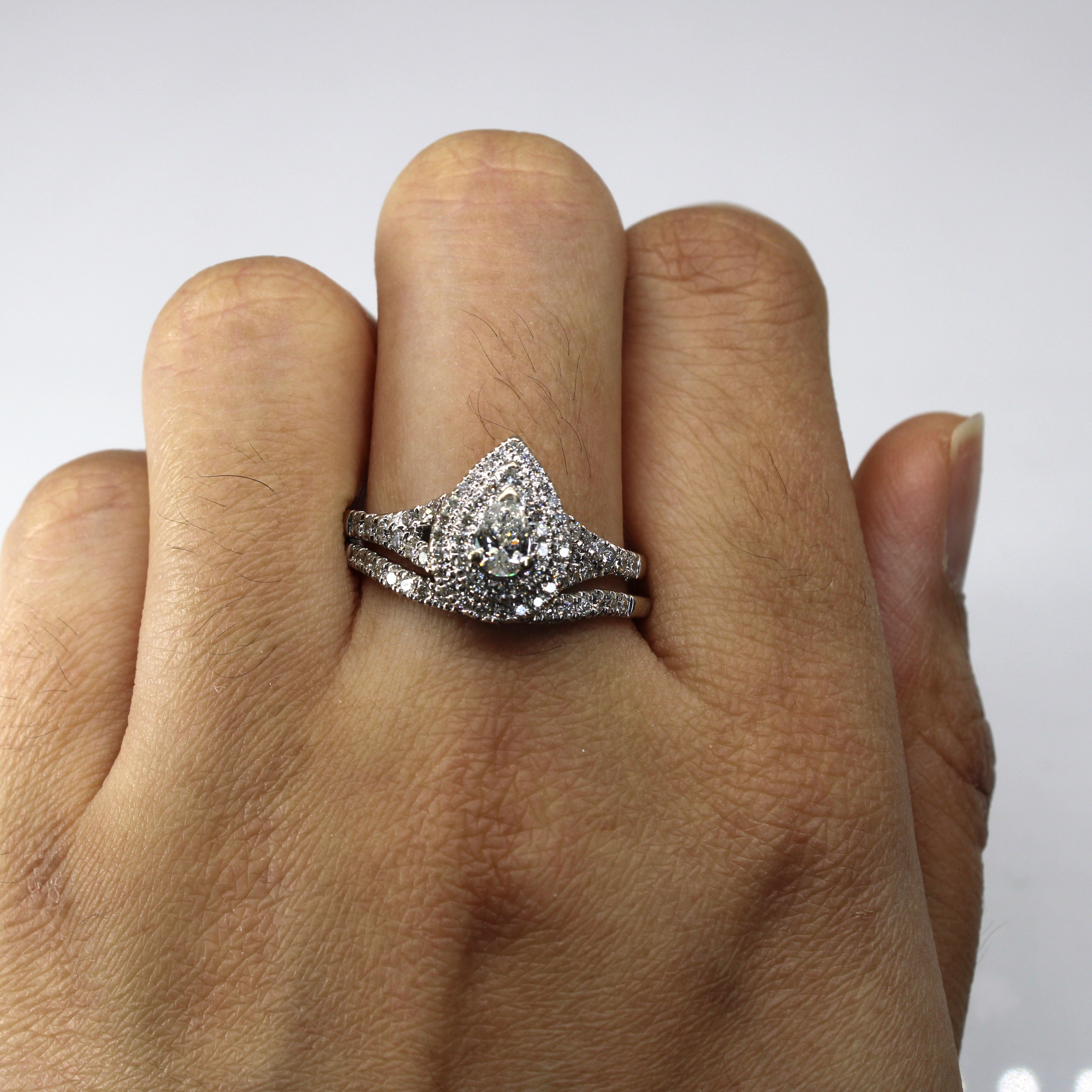 Halo Diamond Engagement Ring Set | 1.00ctw |SZ 10.75 |