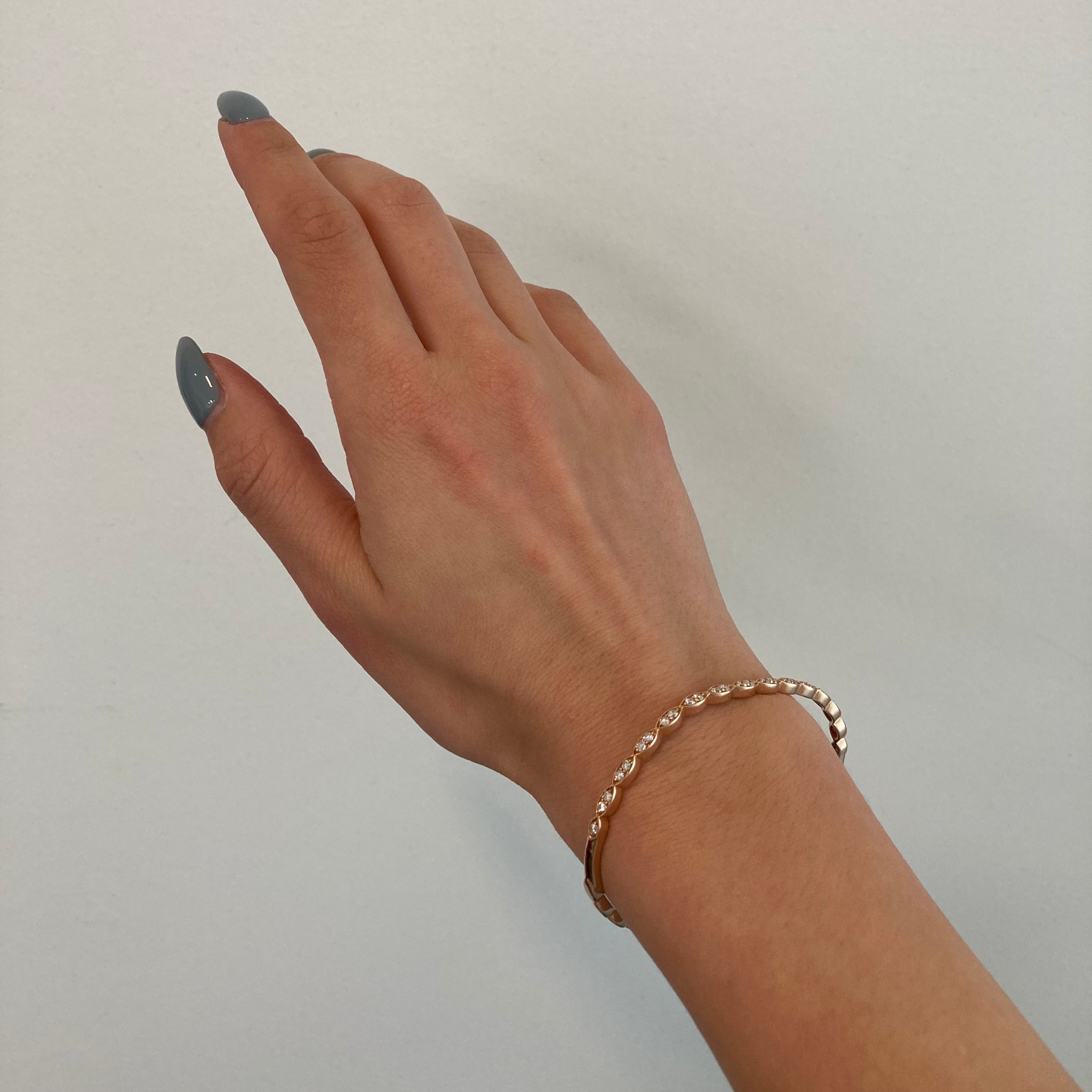 14k Half-Paved Scalloped Diamond Bangle | 1.00ctw | 6.75" |