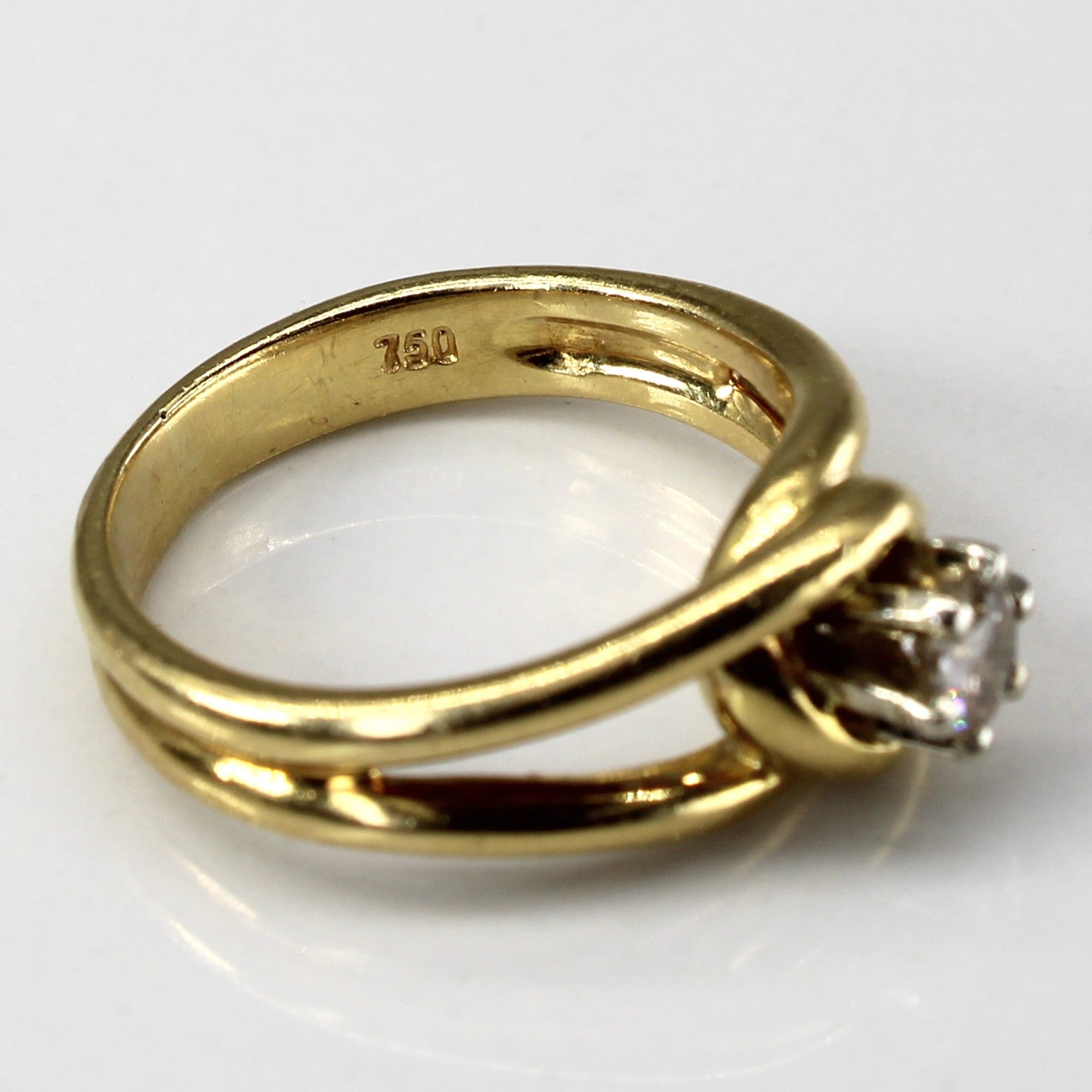 Solitaire Diamond Bypass Gold Ring | 0.23ct | SZ 5.25 |