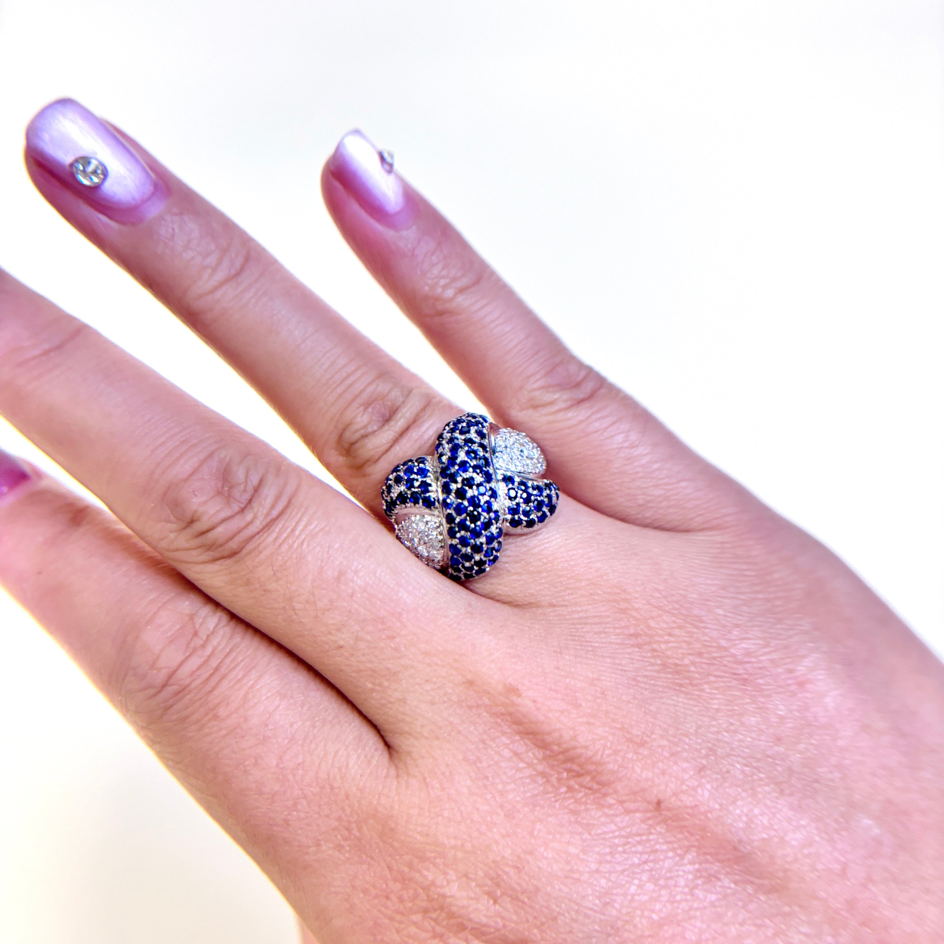 18K White Gold Sapphire & Diamond Ring | 2.15ctw, 0.50ctw | 7