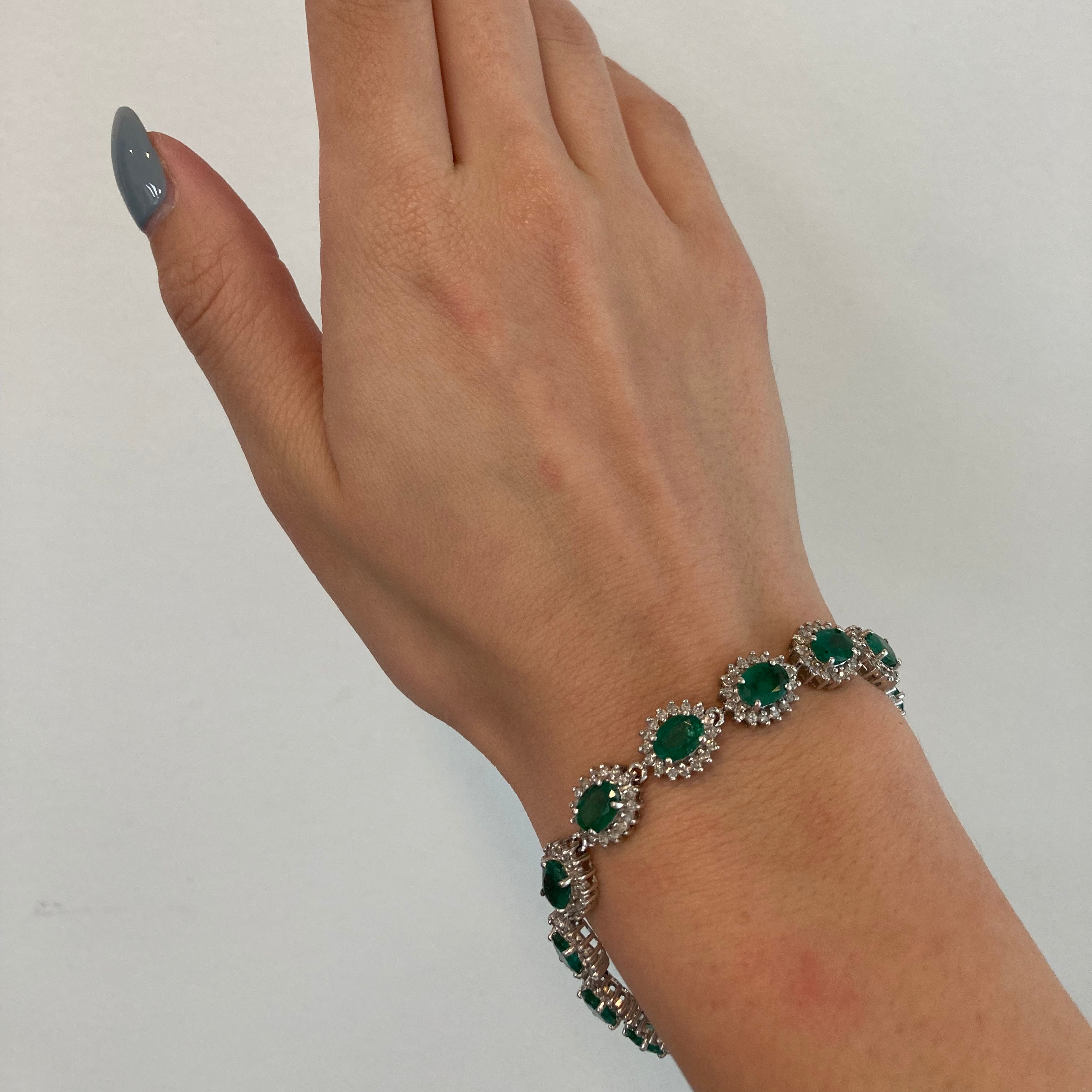 14k Emerald and Diamond Bracelet | 7.50ctw, 2.00ctw | 7" |