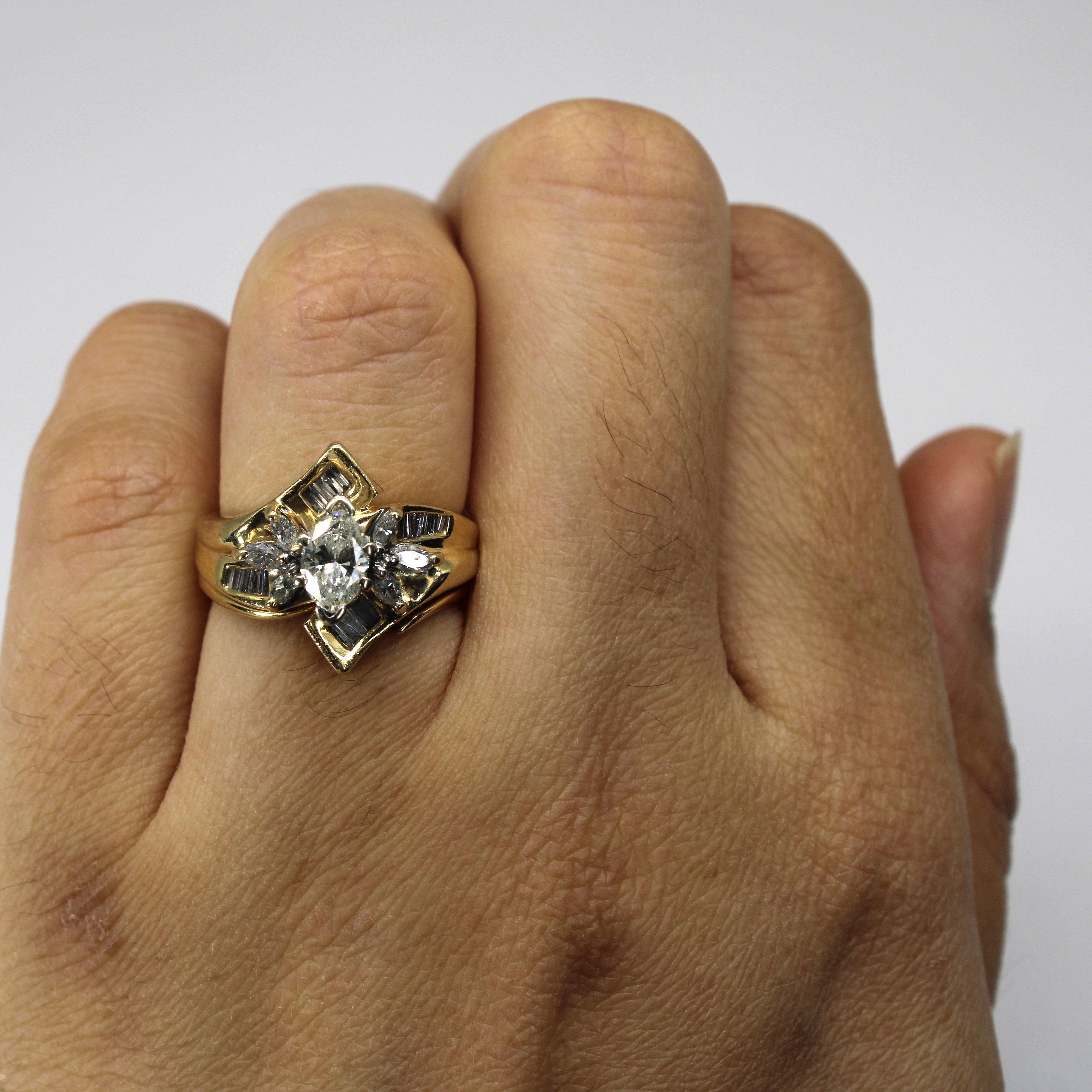 Bypass Multi Diamond Gold Ring | 0.70ctw | SZ 5 |