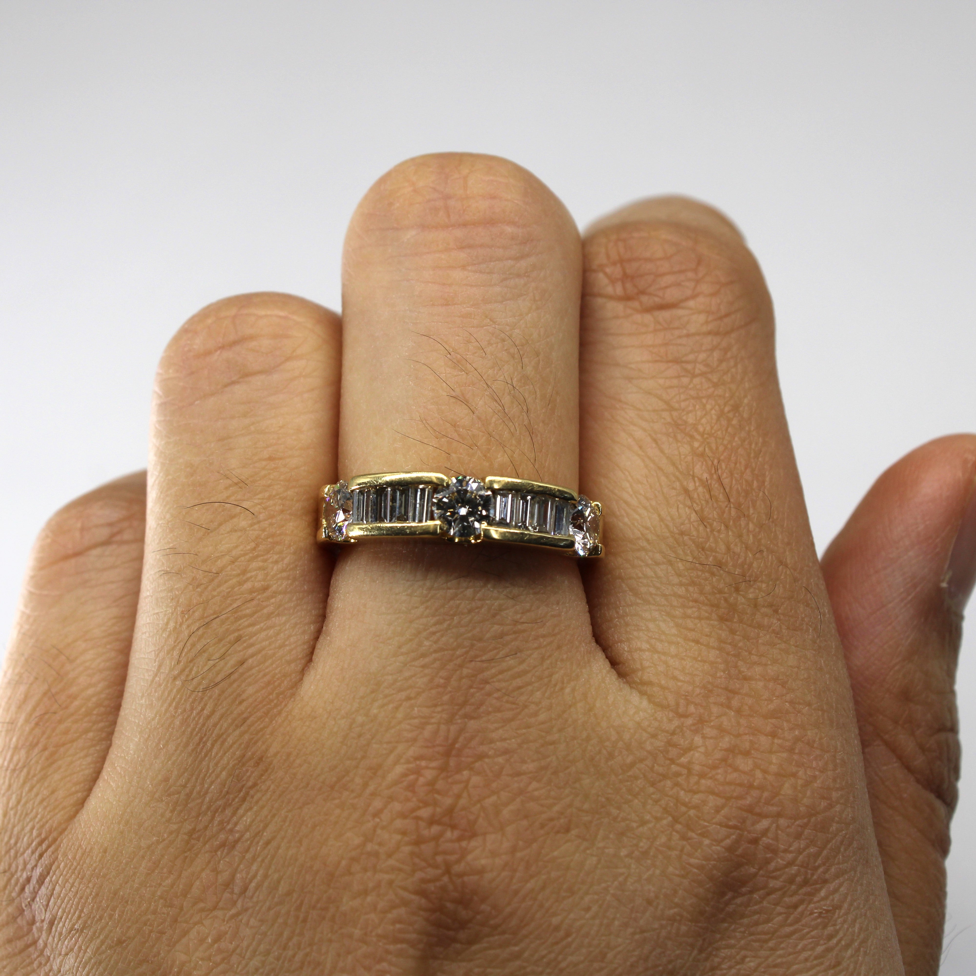 Channel Set Multi Diamond Gold Band | 1.44ctw | SZ 7 |